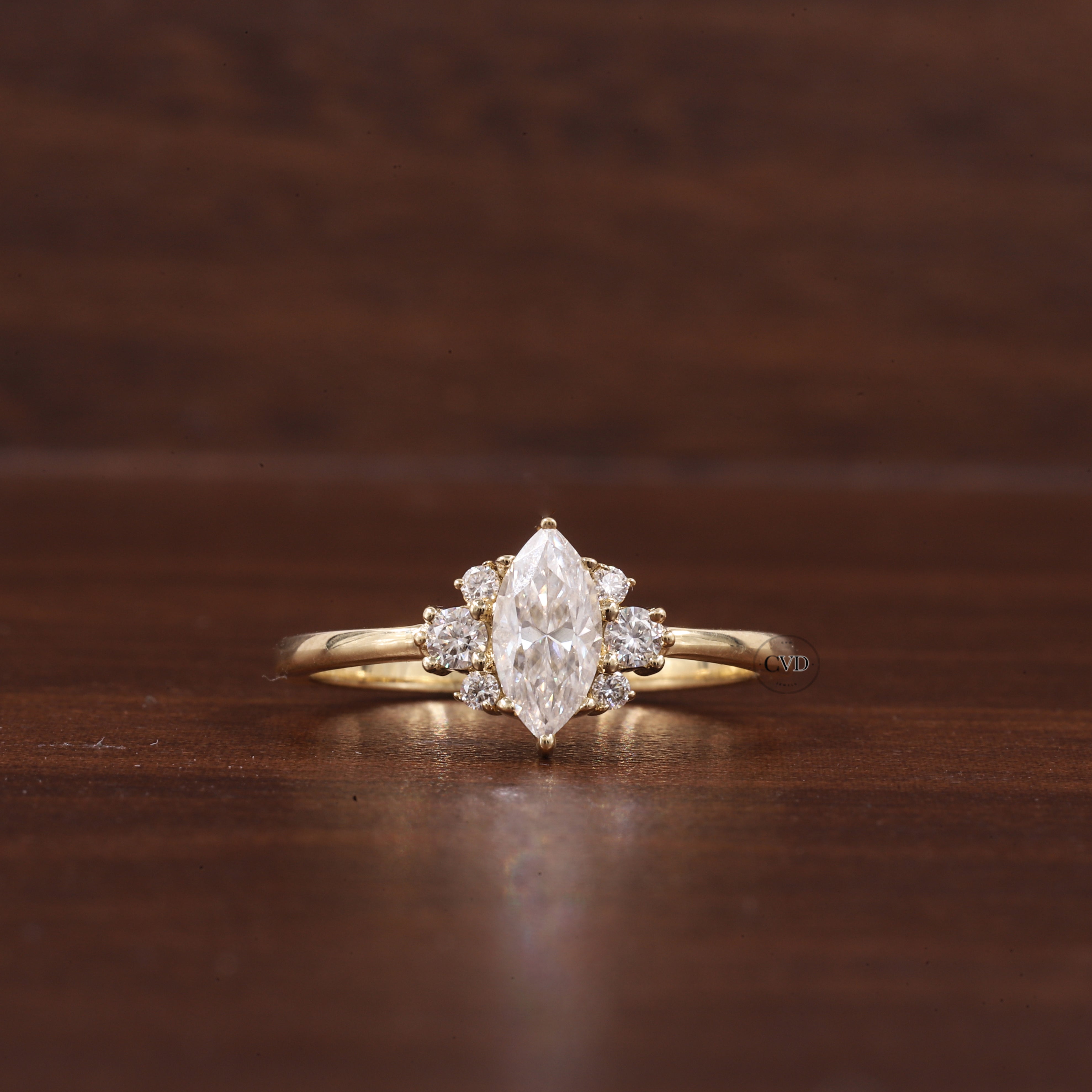0.5CT Lab Grown Diamond Ring, Marquise Cluster Wedding