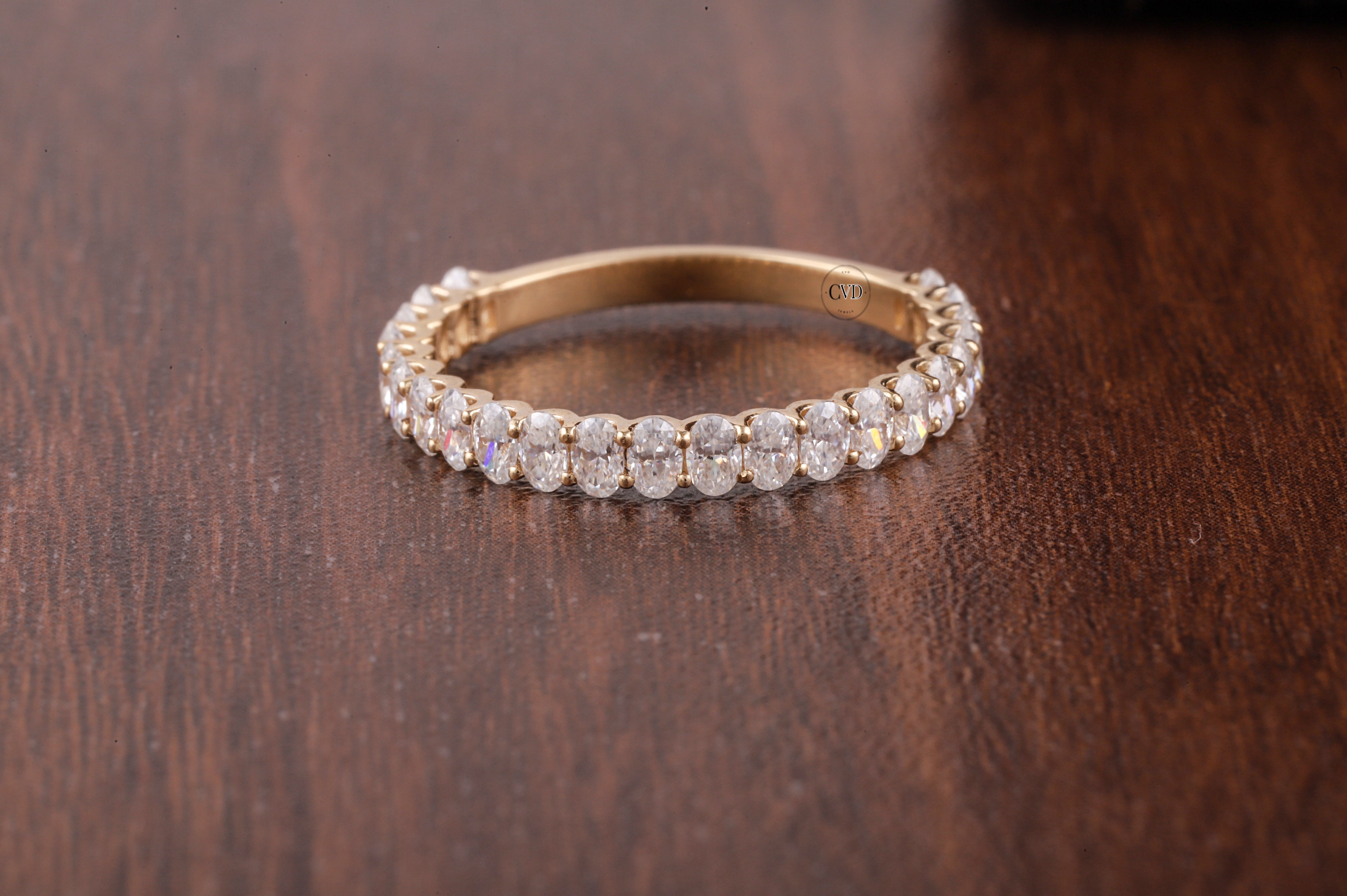 Oval Cut Moissanite Half Eternity Band