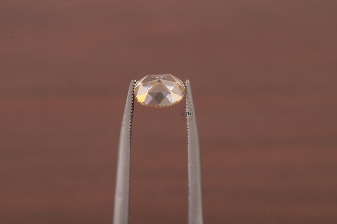 Oval Rose Cut Champagne Moissanite , 0.50 CT Oval Rose Cut Moissanite
