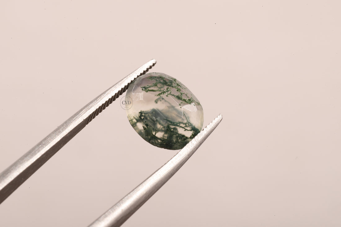 Natural Moss Agate Oval Loose Stone