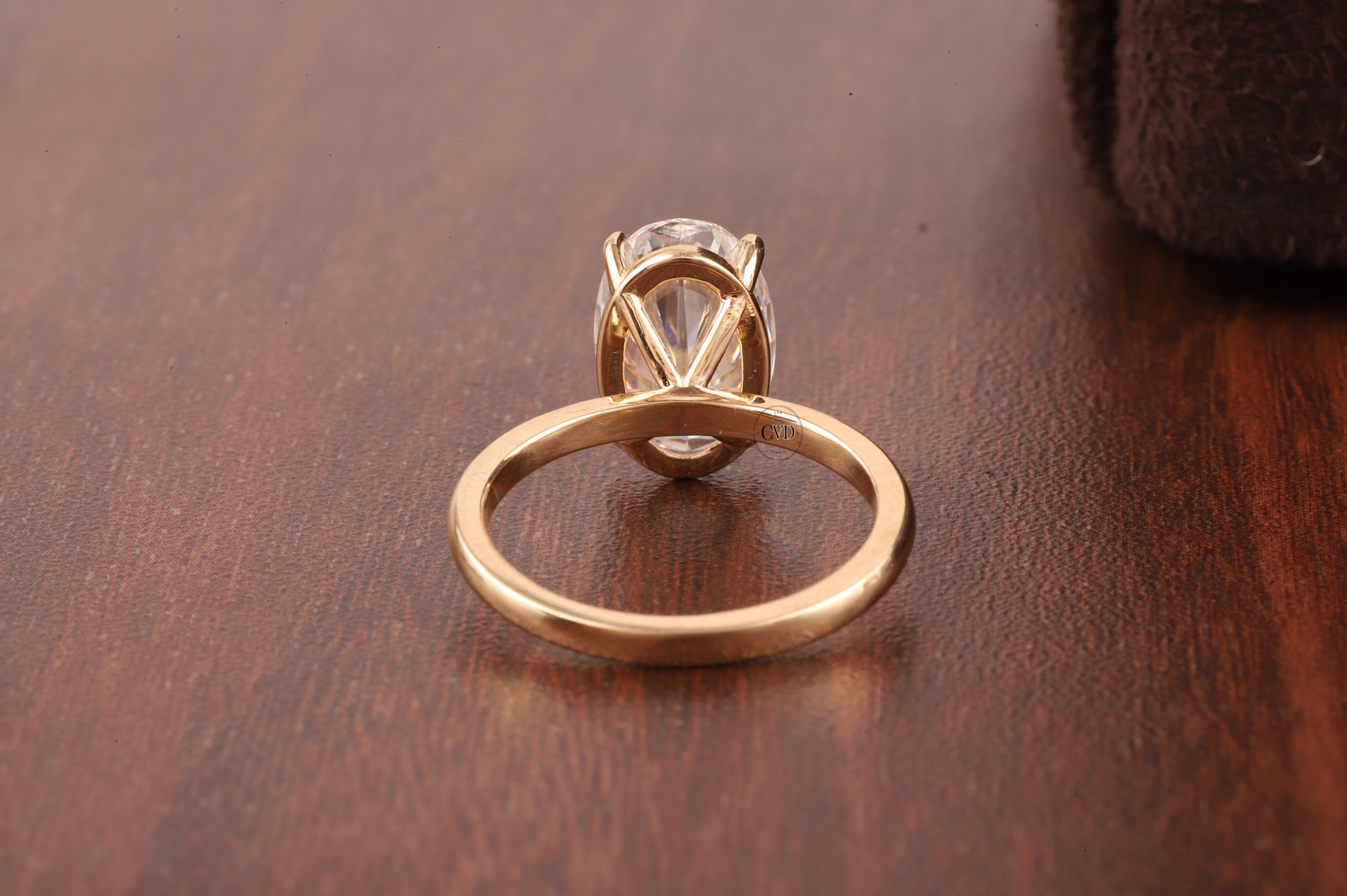 Oval Lab Grown Engagement Ring Set, 1 CT Delicate Oval Solitaire Ring, tulip Setting