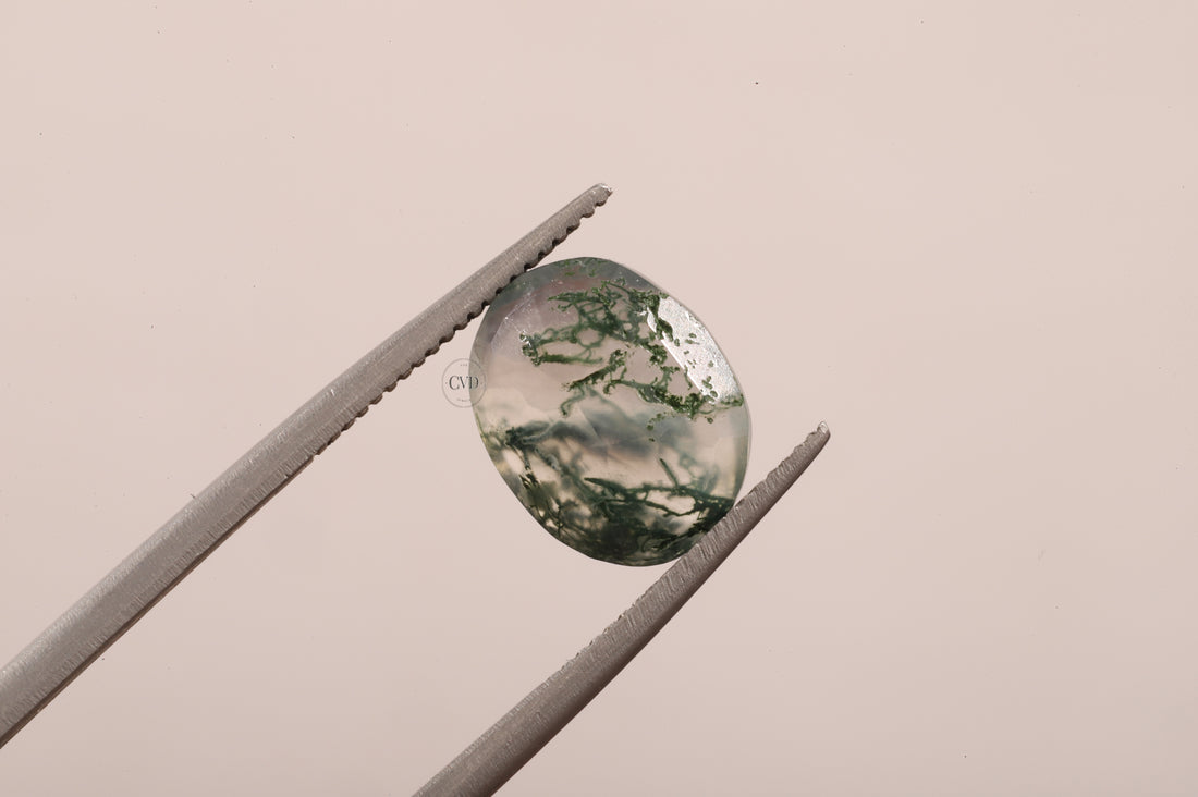 Natural Moss Agate Oval Loose Stone