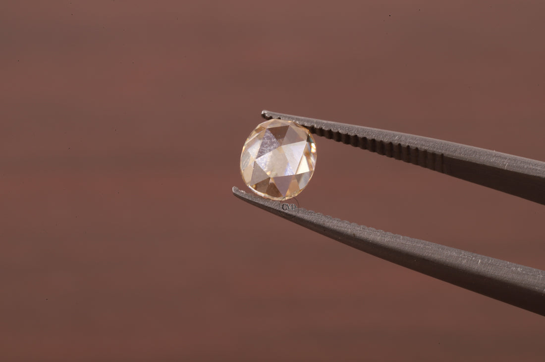 Oval Rose Cut Champagne Moissanite , 0.50 CT Oval Rose Cut Moissanite