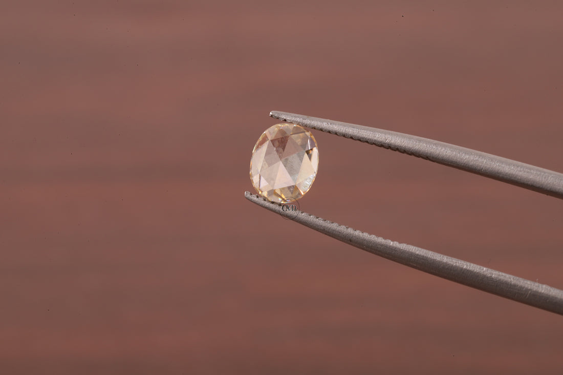 Oval Rose Cut Champagne Moissanite , 0.50 CT Oval Rose Cut Moissanite
