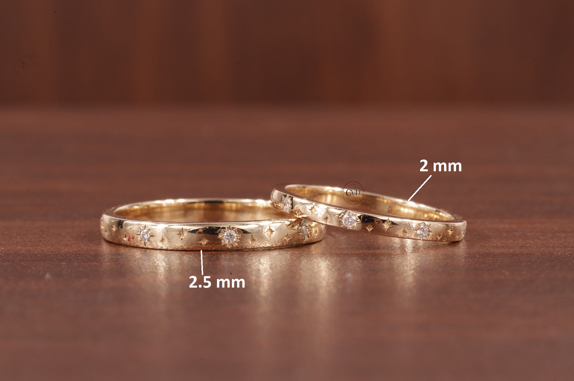 moissanite Starburst Wedding Band Ring, 14k Solid Gold Dainty Star Setting Anniversary Band