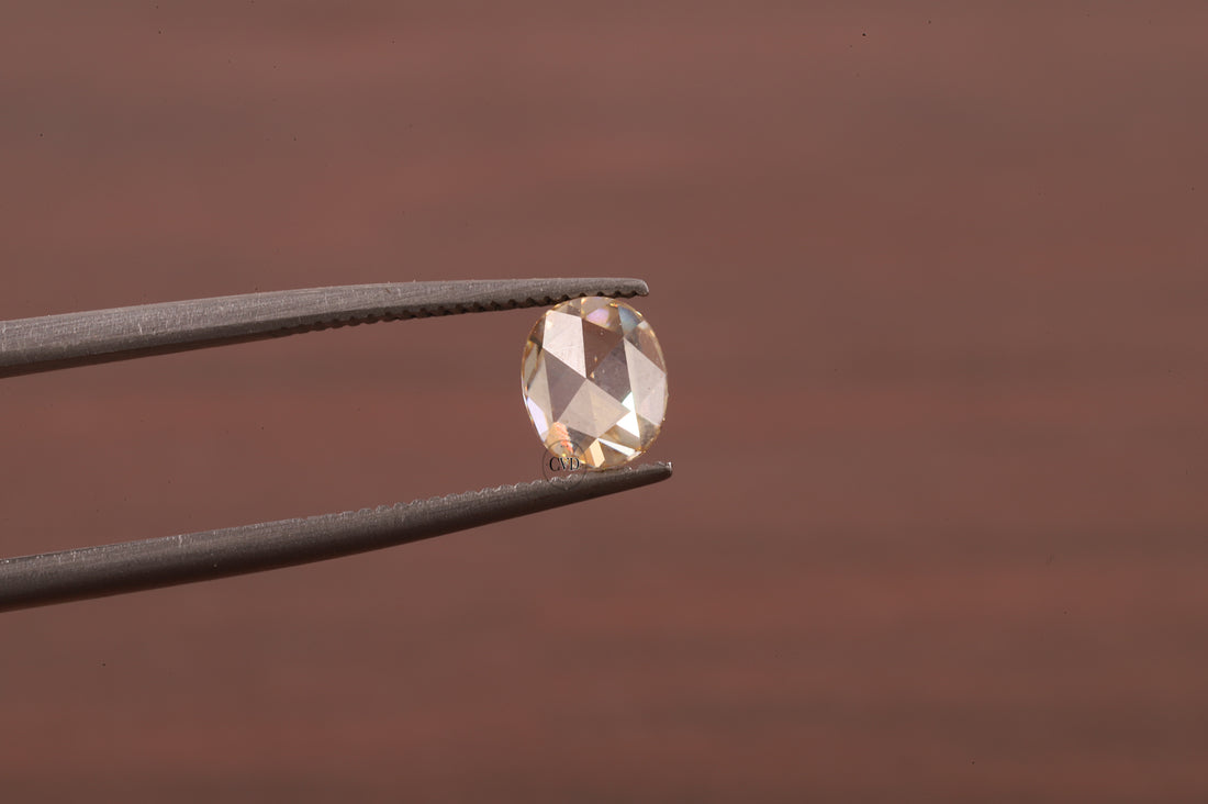 Oval Rose Cut Champagne Moissanite , 0.50 CT Oval Rose Cut Moissanite