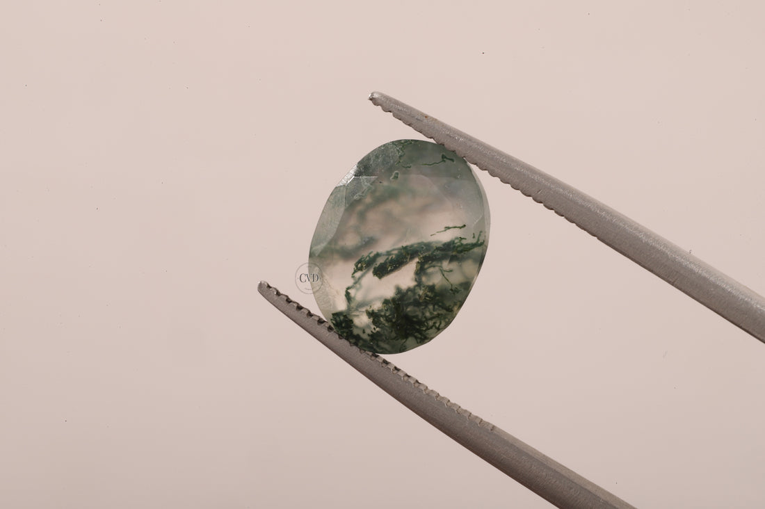 Natural Moss Agate Oval Loose Stone
