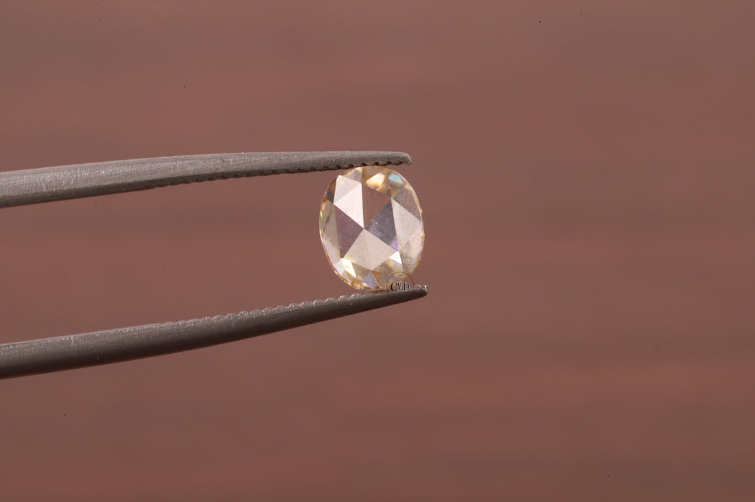 Oval Rose Cut Champagne Moissanite , 0.50 CT Oval Rose Cut Moissanite