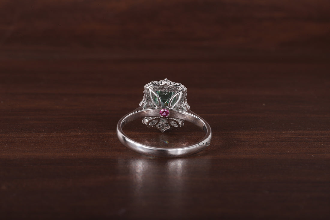 Solid 14K Gold Green Emerald Ring 2.5CT Moissanite Emerald| CVD Jewels