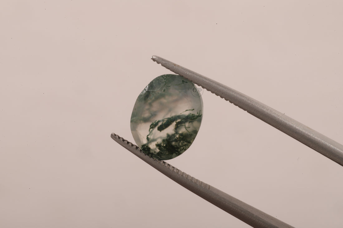 Natural Moss Agate Oval Loose Stone