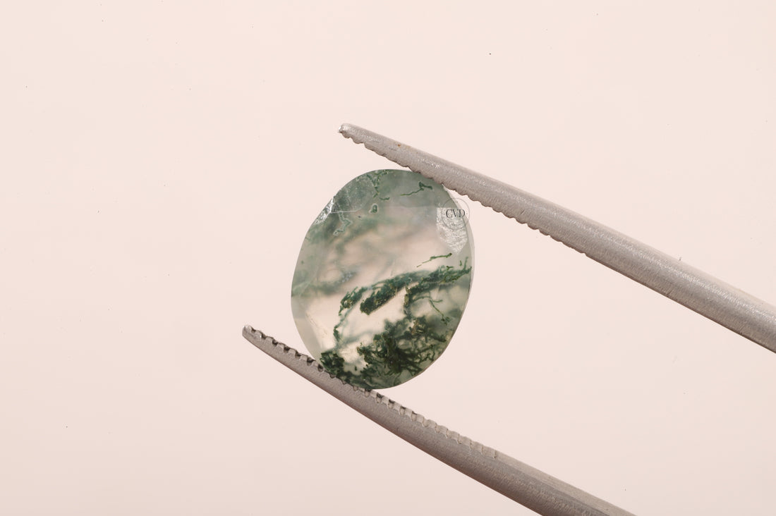 Natural Moss Agate Oval Loose Stone
