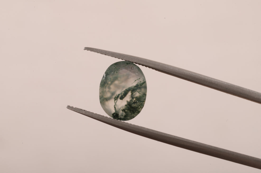 Natural Moss Agate Oval Loose Stone