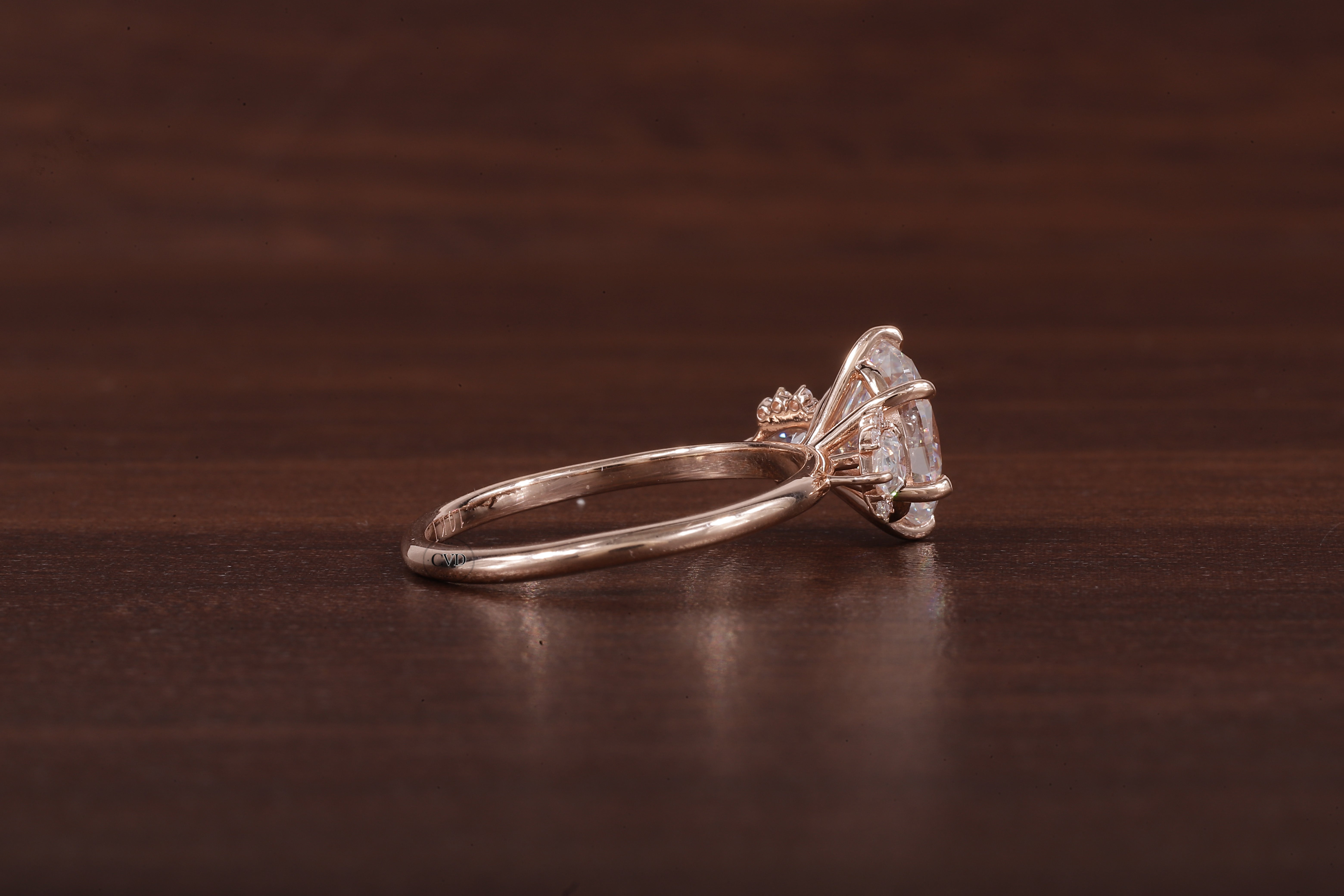 2ct Oval Cut Moissanite Engagement Ring, Oval Moissanite with side Pear Ring