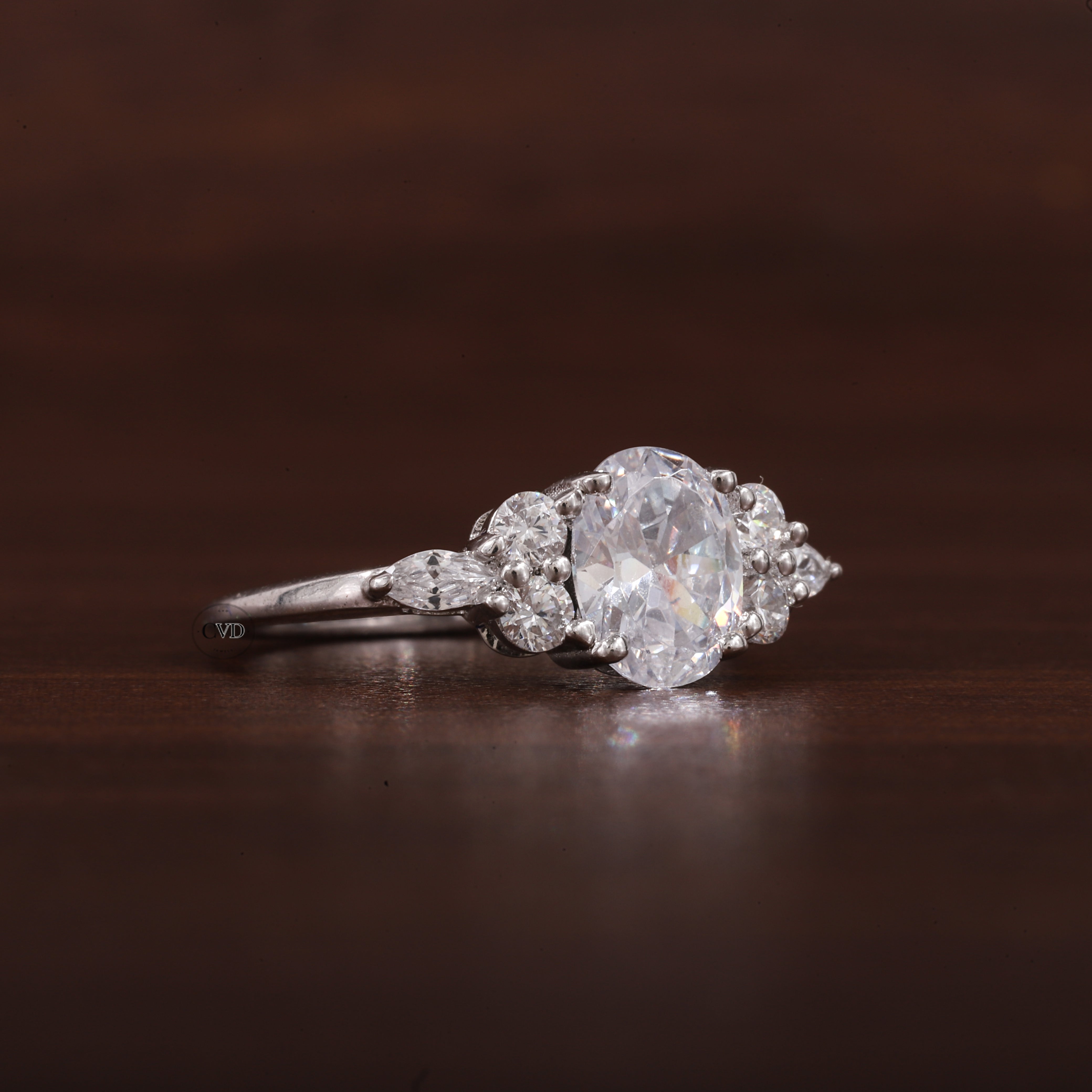 Oval Moissanite Bridal Ring, 1.25CT Moissanite Engagement Ring