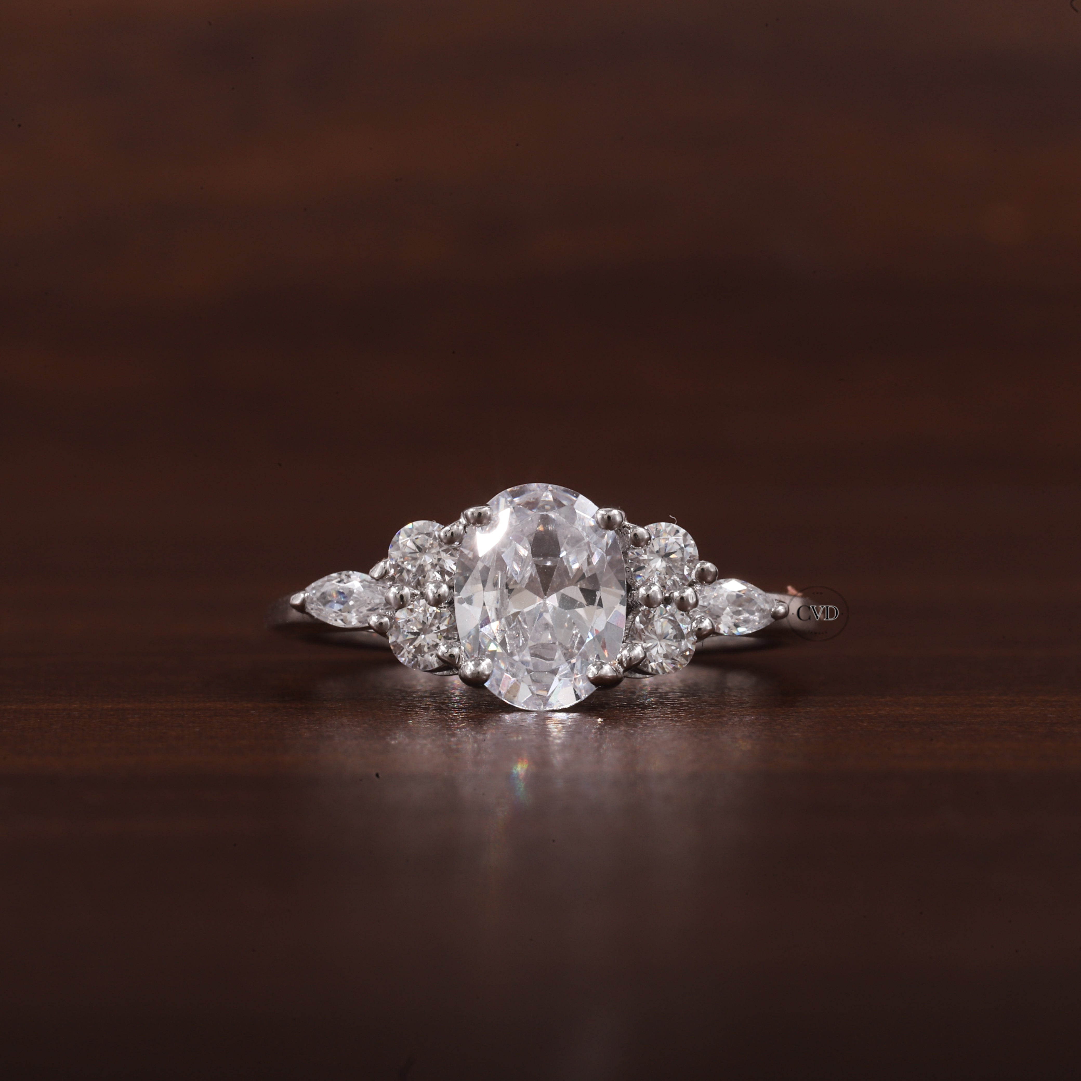 Oval Moissanite Bridal Ring, 1.25CT Moissanite Engagement Ring