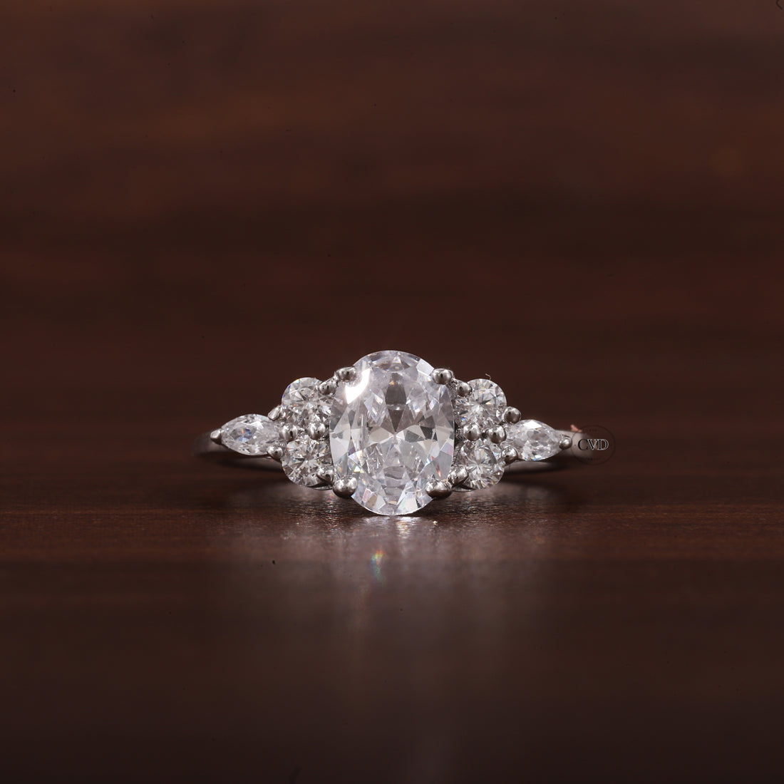 Oval Moissanite Bridal Ring, 1.25CT Moissanite Engagement Ring