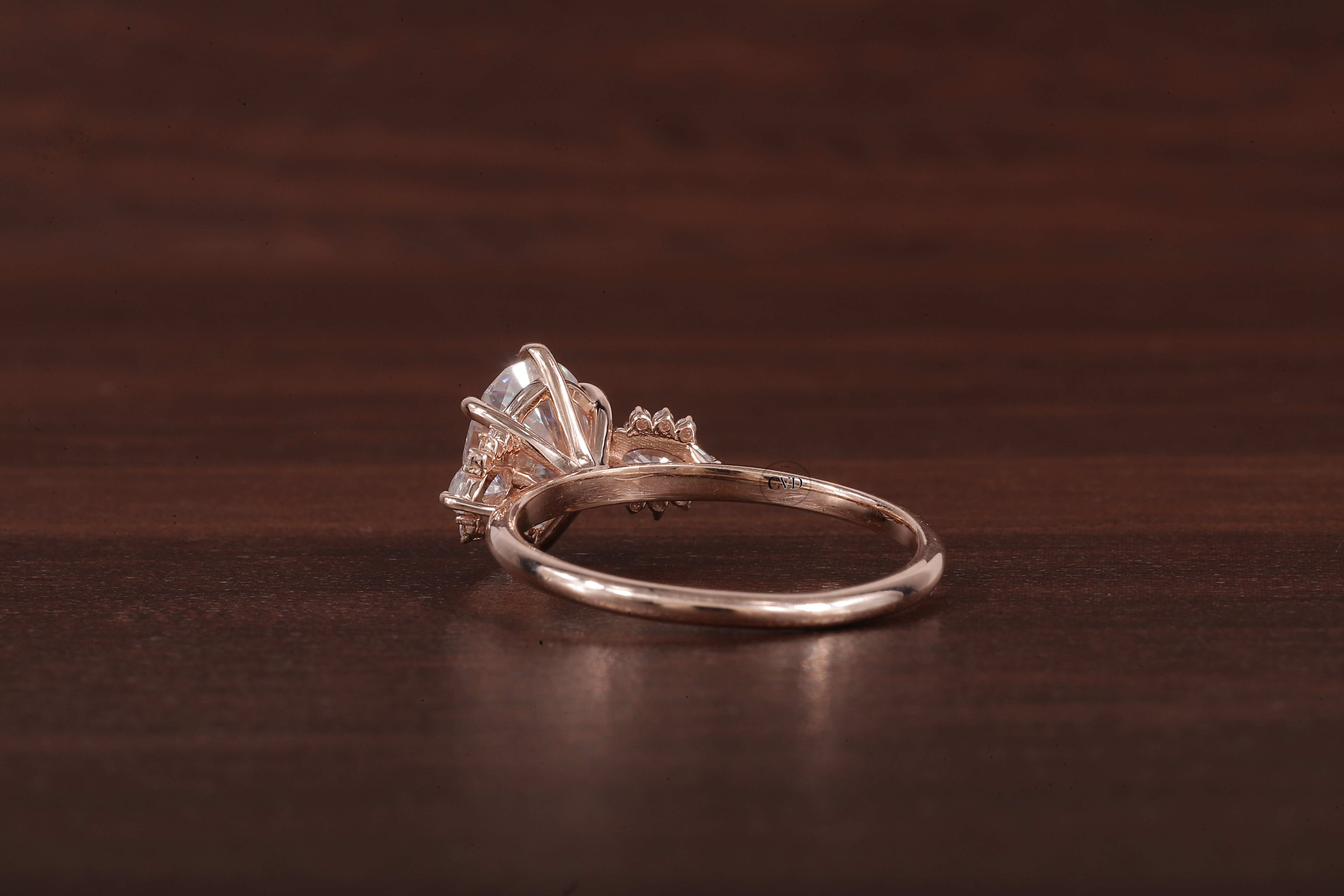 2ct Oval Cut Moissanite Engagement Ring, Oval Moissanite with side Pear Ring