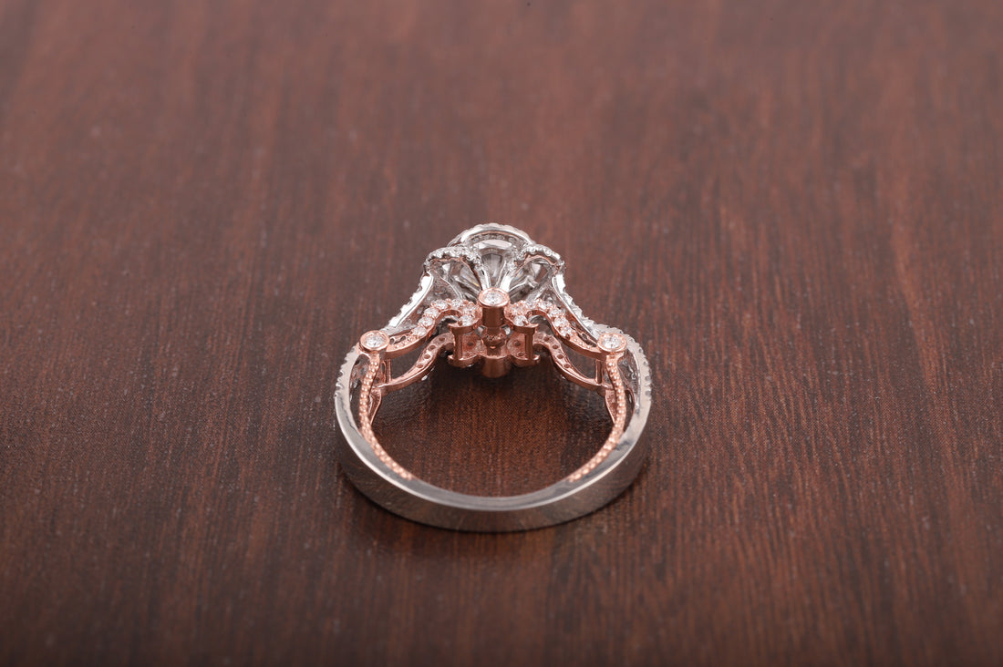 Antique Vintage Engagement Ring, 1.0 CT Round Cut Lab Grown Diamond Ring