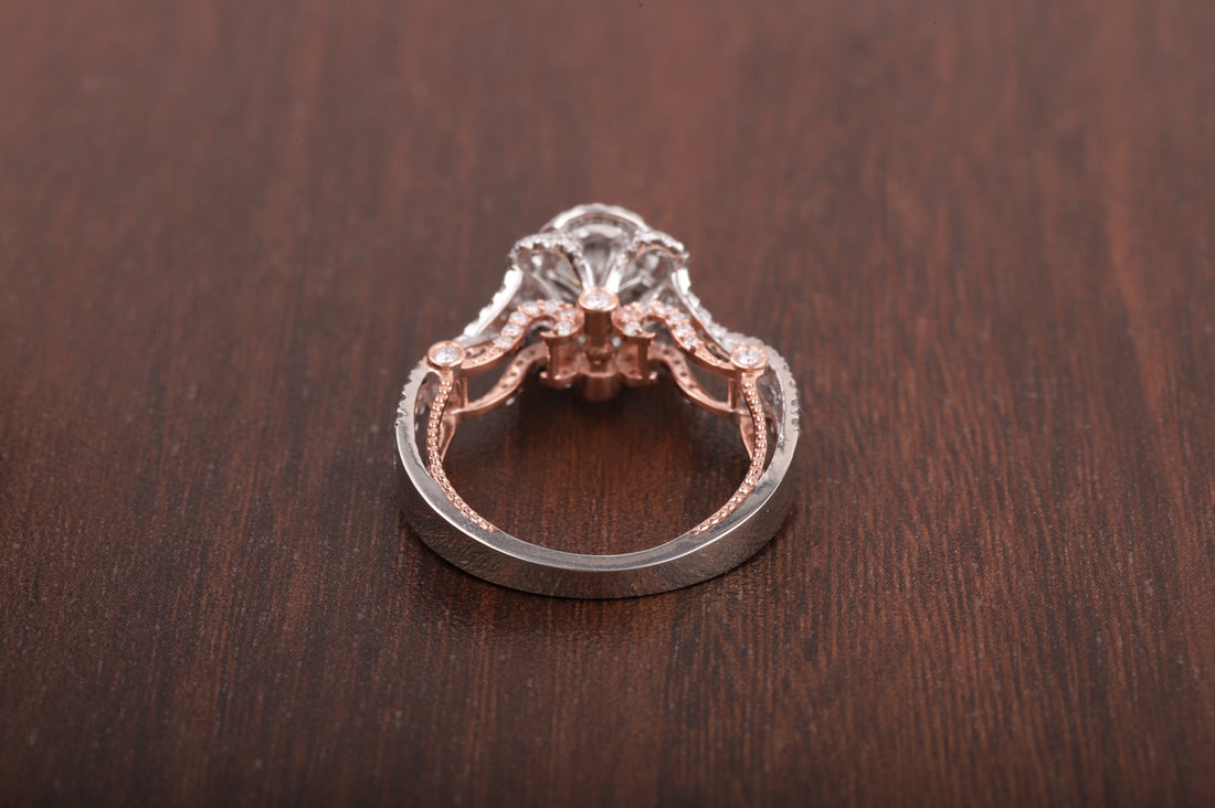 Antique Vintage Engagement Ring, 1.0 CT Round Cut Lab Grown Diamond Ring