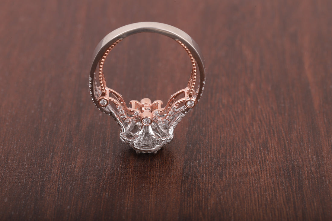 Antique Vintage Engagement Ring, 1.0 CT Round Cut Lab Grown Diamond Ring