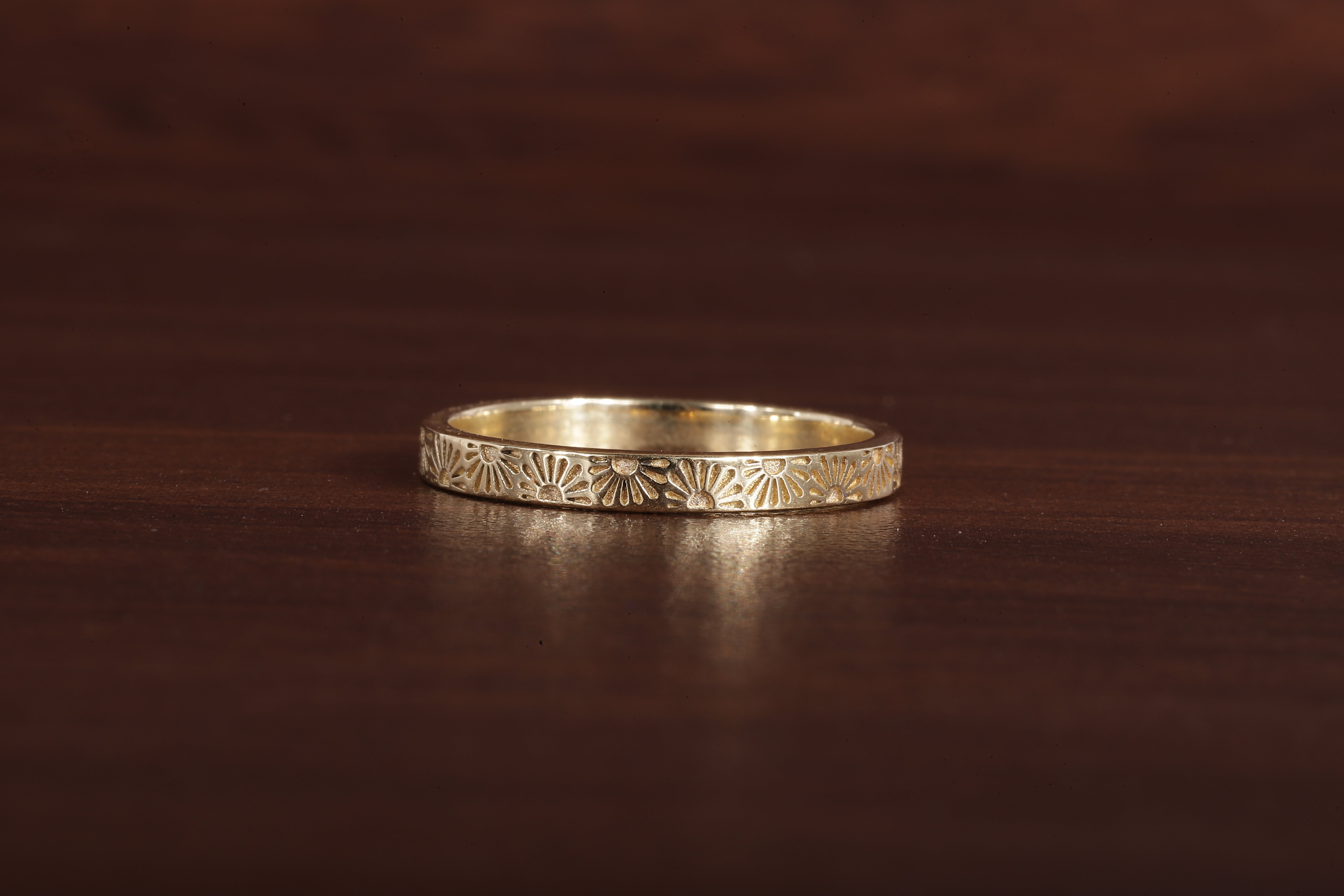14k Gold His Hers Sun Band, Solid Gold Wedding Band