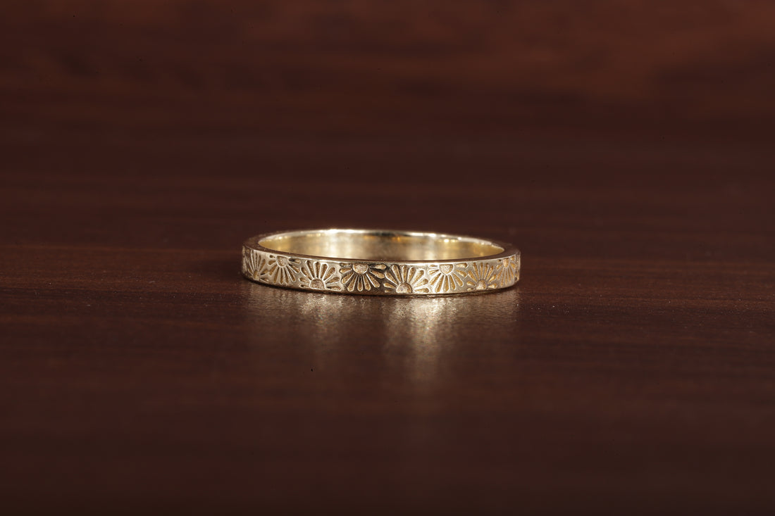 14k Gold His Hers Sun Band, Solid Gold Wedding Band