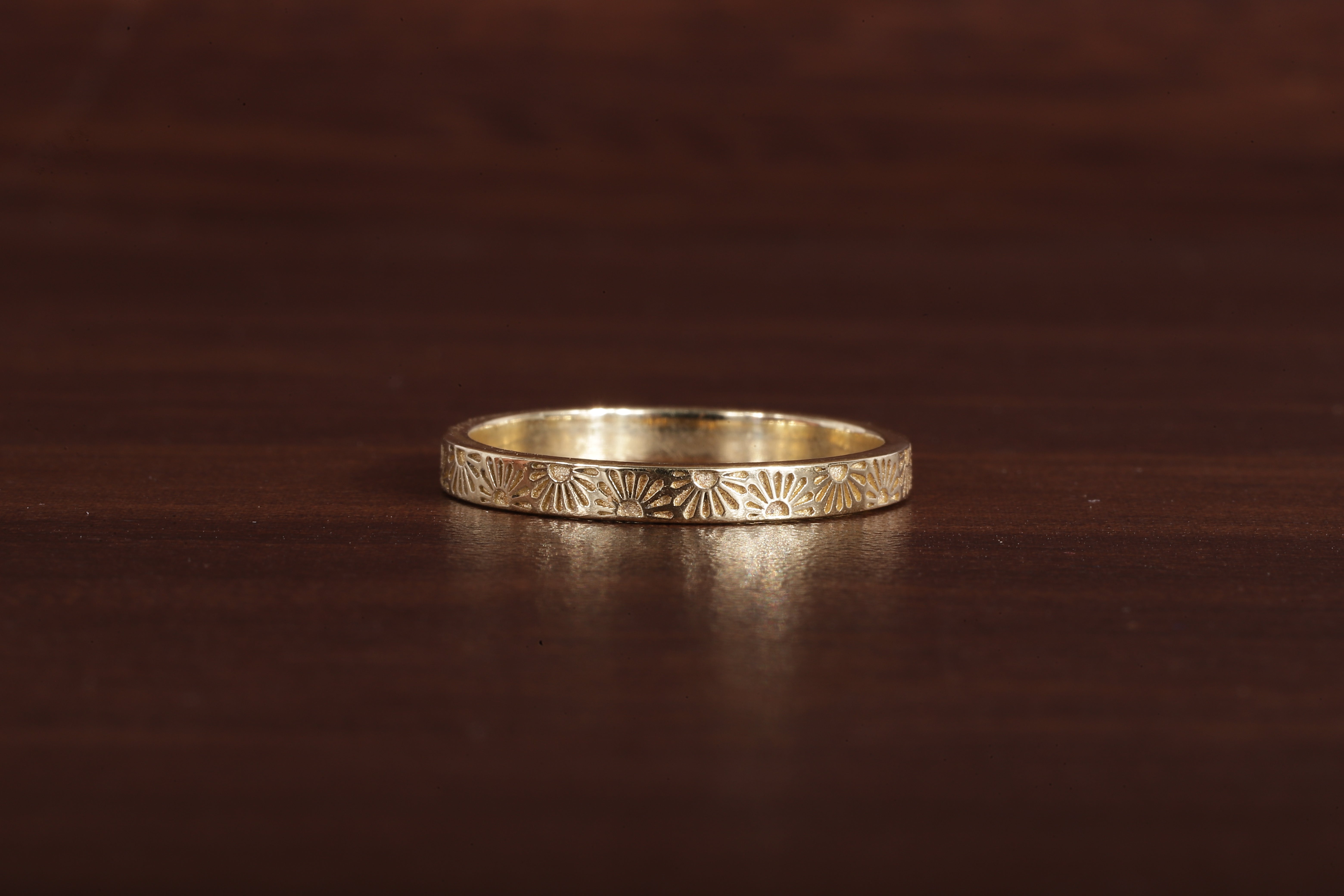 14k Gold His Hers Sun Band, Solid Gold Wedding Band