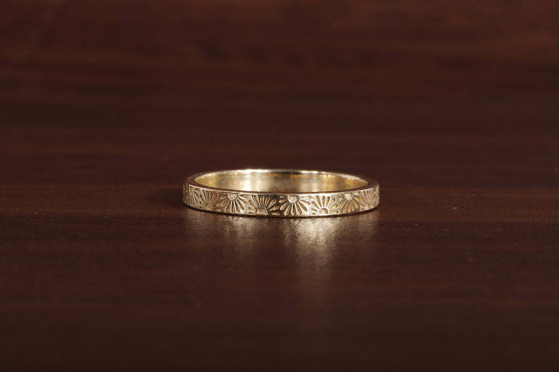 14k Gold His Hers Sun Band, Solid Gold Wedding Band