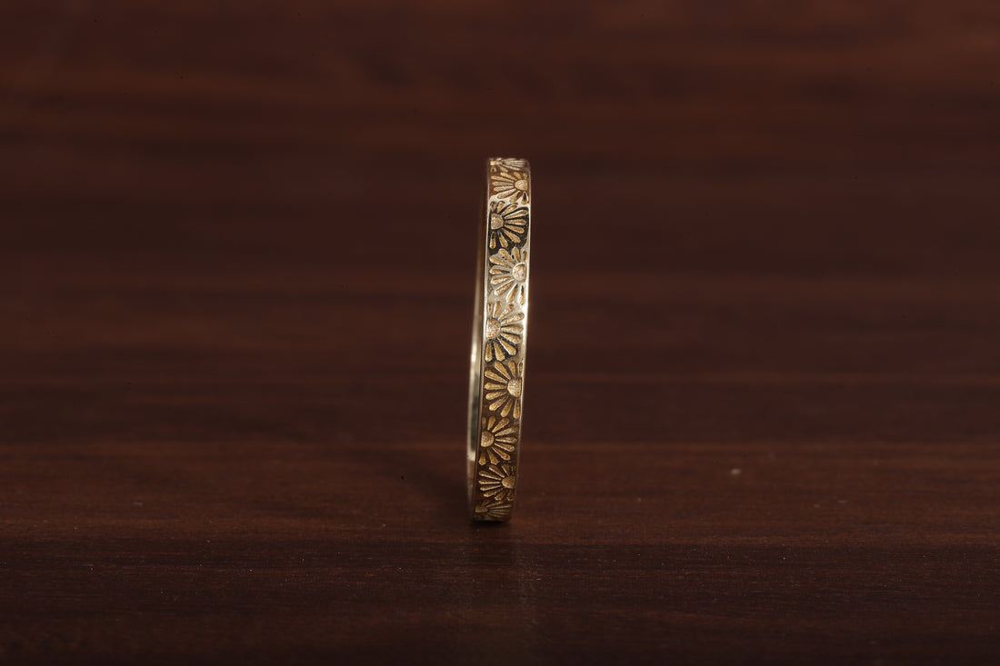 14k Gold His Hers Sun Band, Solid Gold Wedding Band