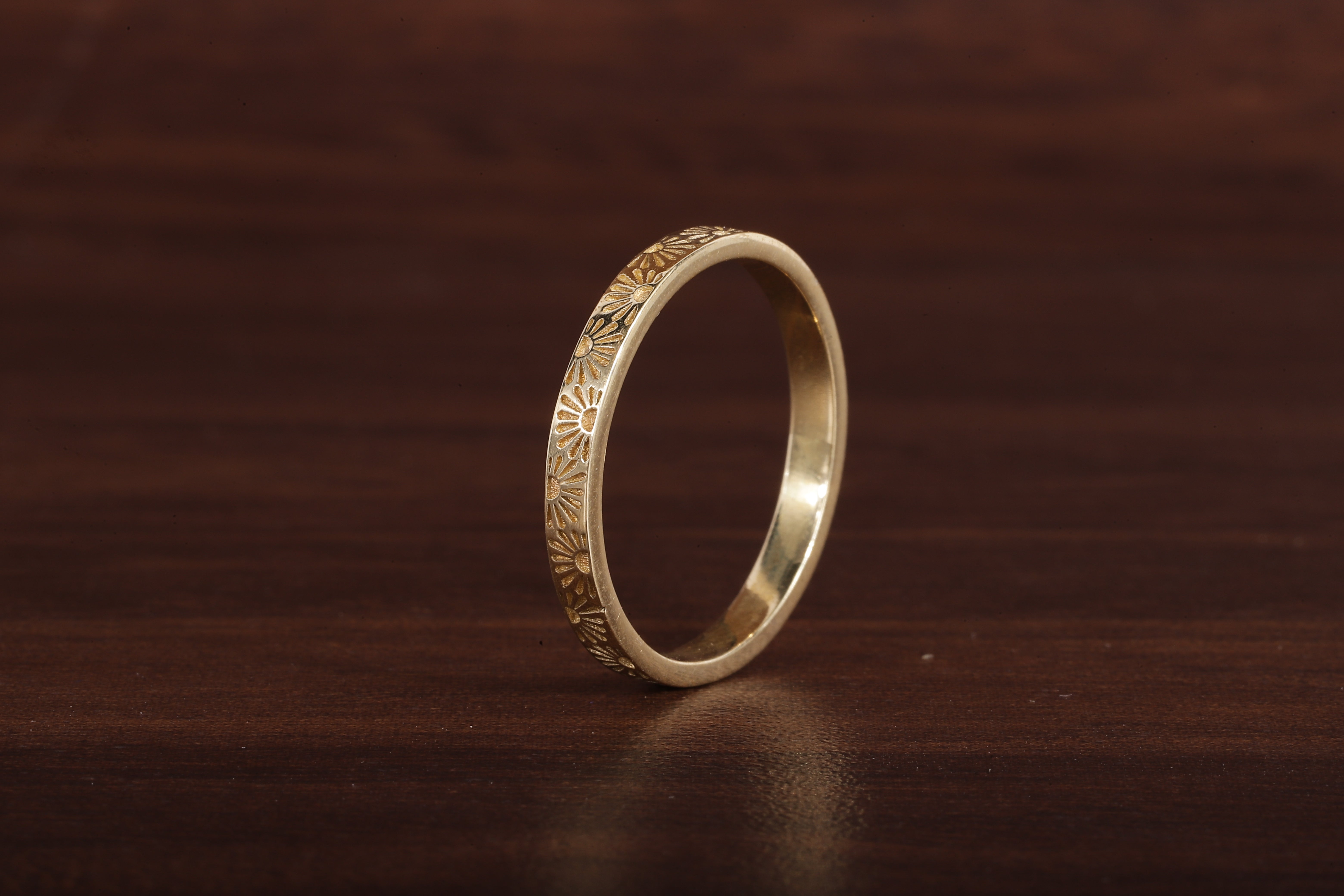 14k Gold His Hers Sun Band, Solid Gold Wedding Band