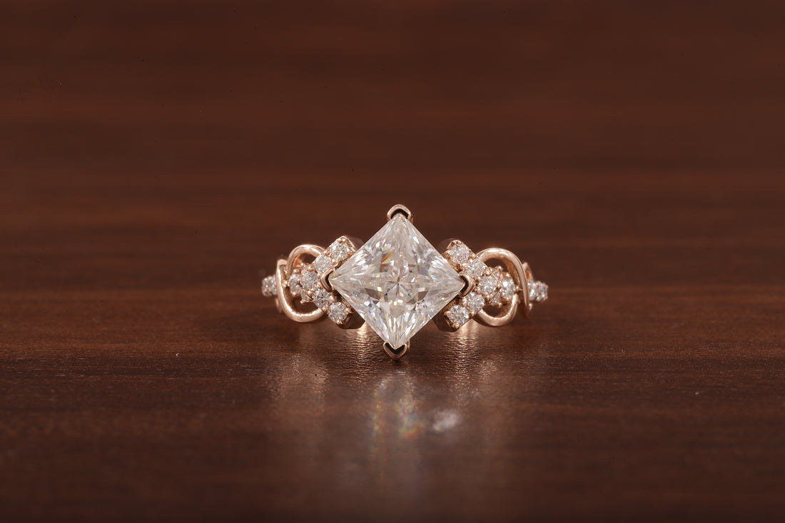 Princess cut Moissanite engagement ring |dainty diamond bridal ring Twist ring