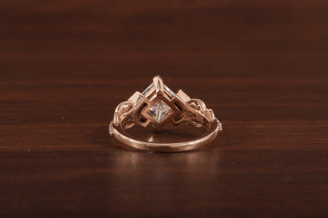 Kite Set Princess Cut Lab Diamond Twist Engagement Ring