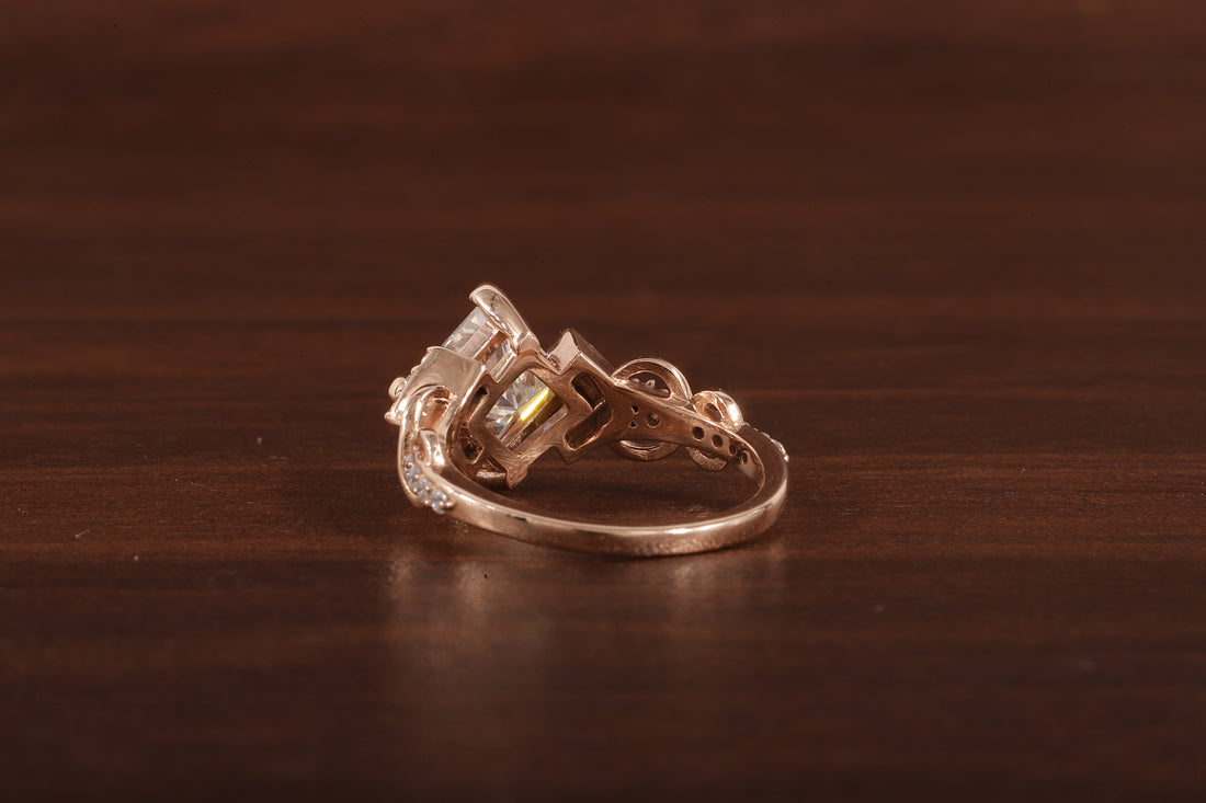 Princess cut Moissanite engagement ring |dainty diamond bridal ring Twist ring