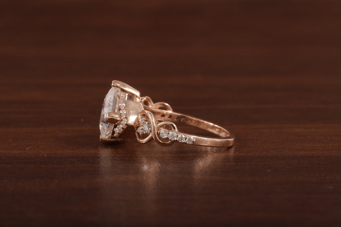 Princess cut Moissanite engagement ring |dainty diamond bridal ring Twist ring