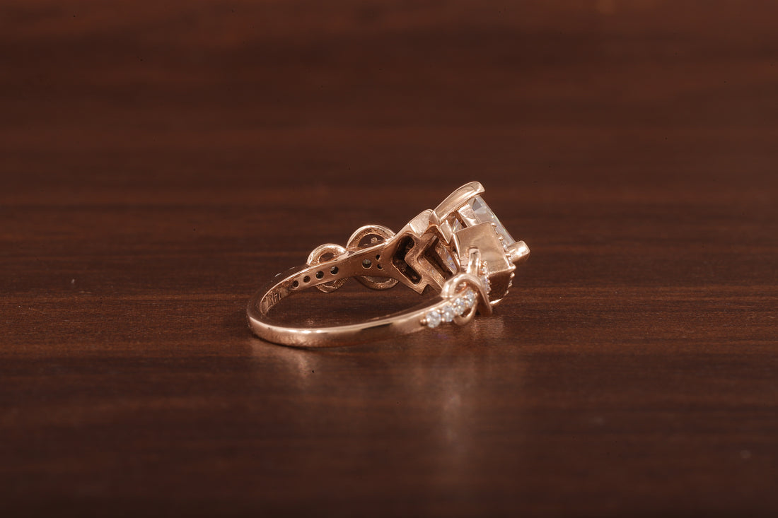 Kite Set Princess Cut Lab Diamond Twist Engagement Ring