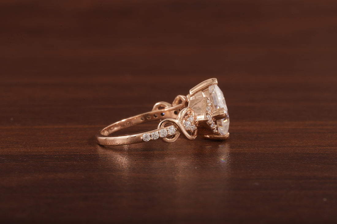 Kite Set Princess Cut Lab Diamond Twist Engagement Ring