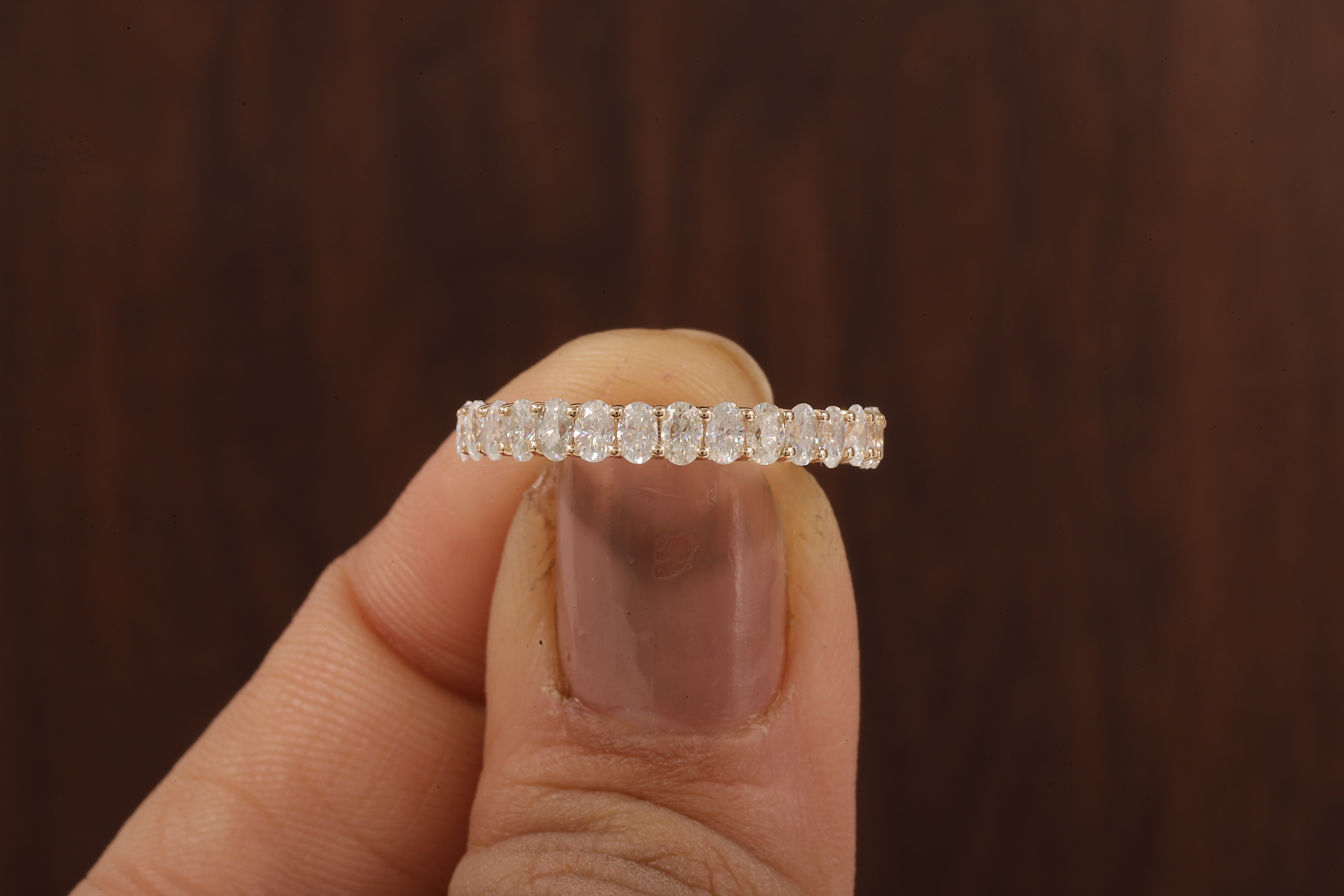 2 X 3 MM Oval Cut Moissanite 3/4 Eternity Band In Various Size/ 14K Gold Moissanite Wedding Band