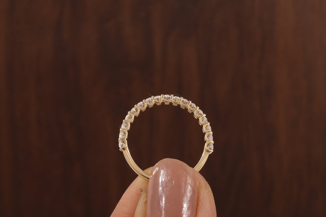 2 X 3 MM Oval Cut Moissanite 3/4 Eternity Band In Various Size/ 14K Gold Moissanite Wedding Band