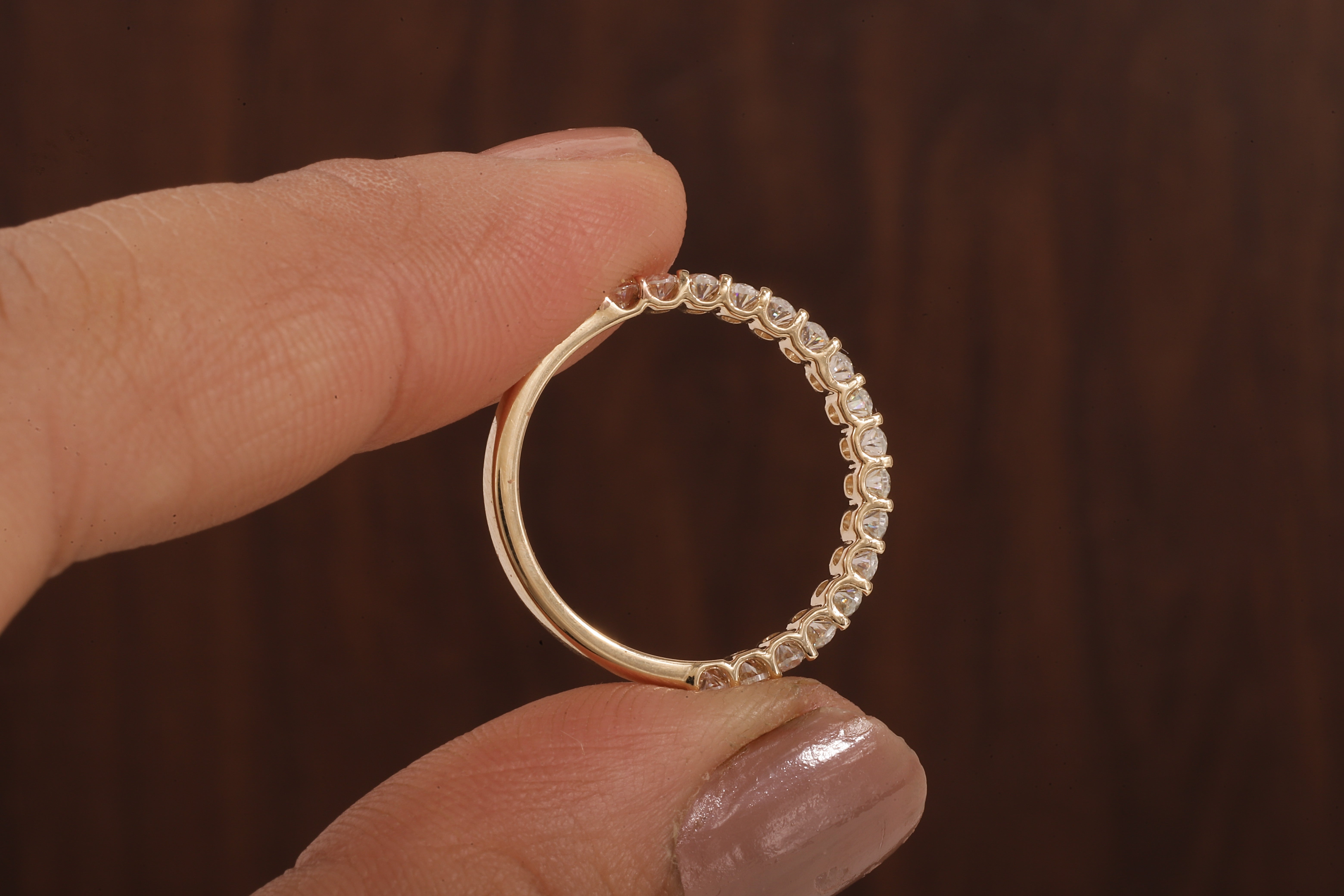 2 X 3 MM Oval Cut Moissanite 3/4 Eternity Band In Various Size/ 14K Gold Moissanite Wedding Band