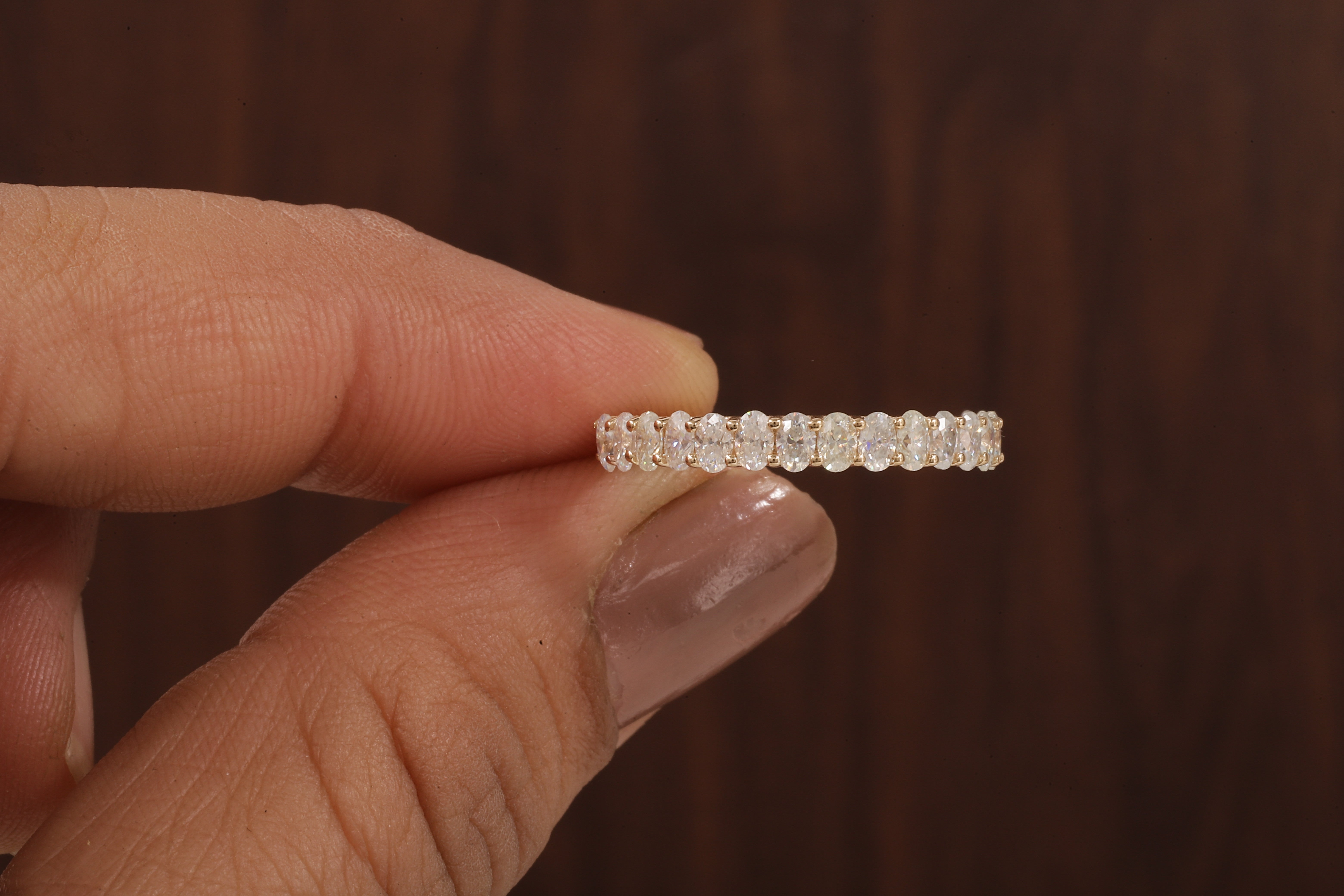 2 X 3 MM Oval Cut Moissanite 3/4 Eternity Band In Various Size/ 14K Gold Moissanite Wedding Band