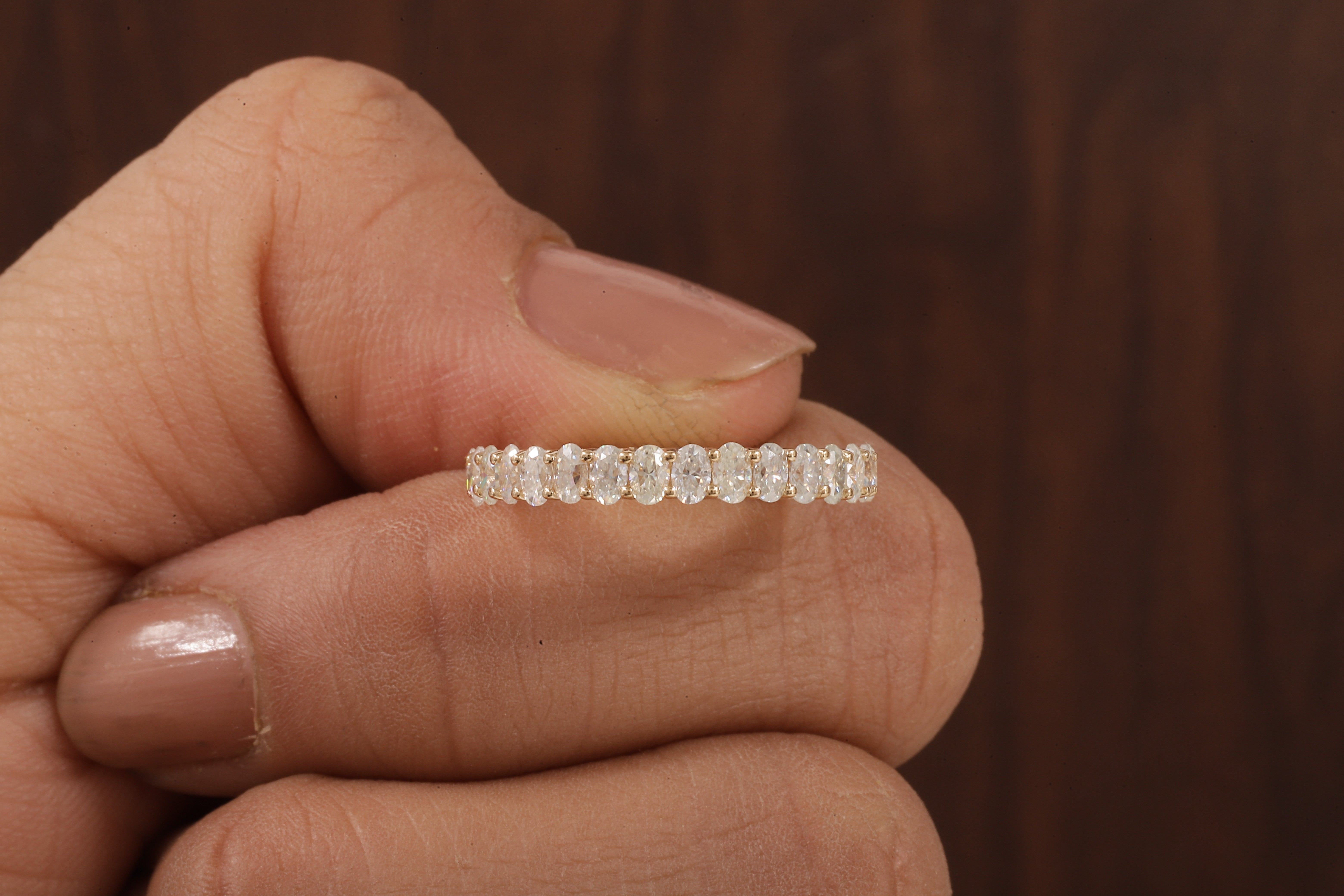 2 X 3 MM Oval Cut Moissanite 3/4 Eternity Band In Various Size/ 14K Gold Moissanite Wedding Band