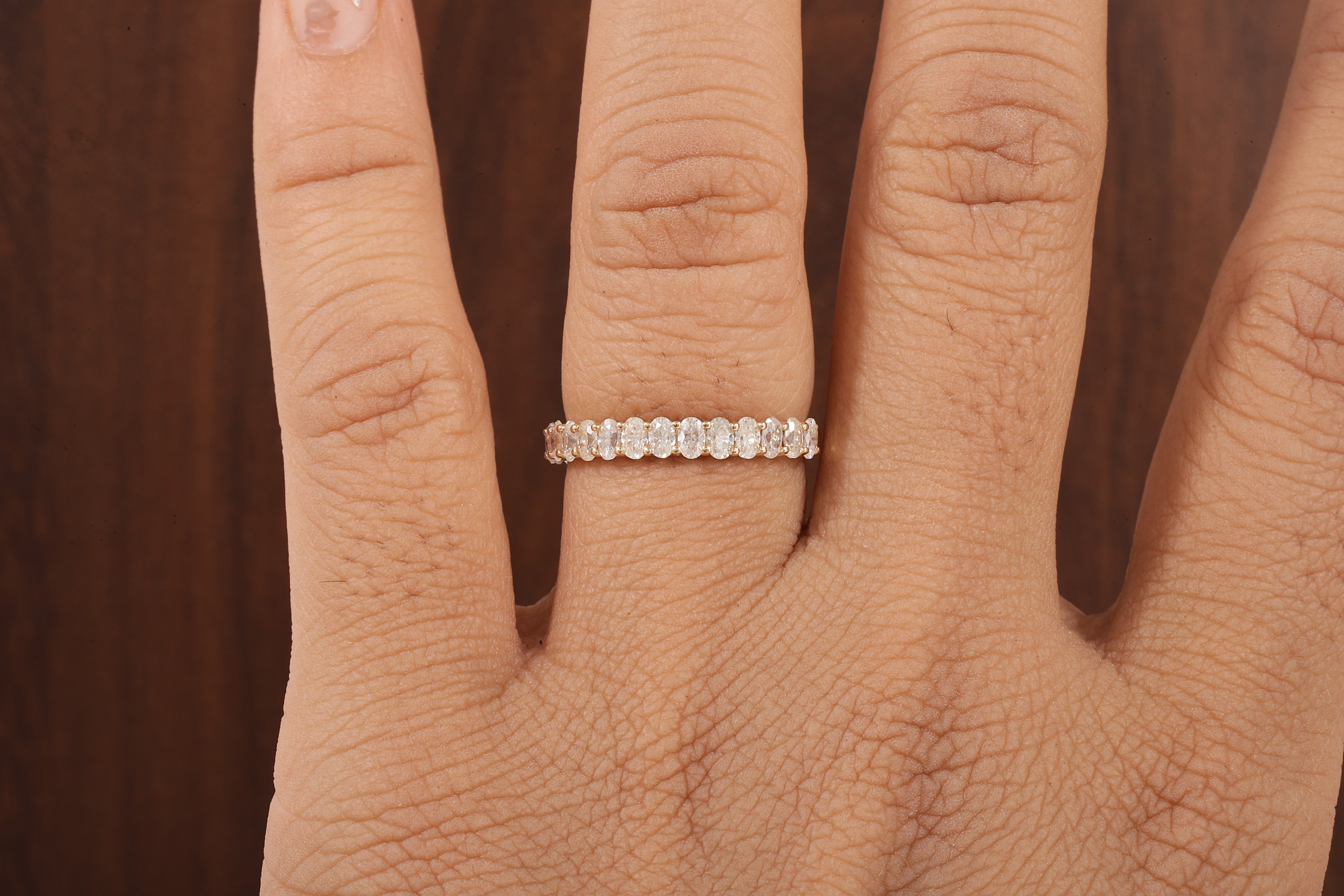 2 X 3 MM Oval Cut Moissanite 3/4 Eternity Band In Various Size/ 14K Gold Moissanite Wedding Band
