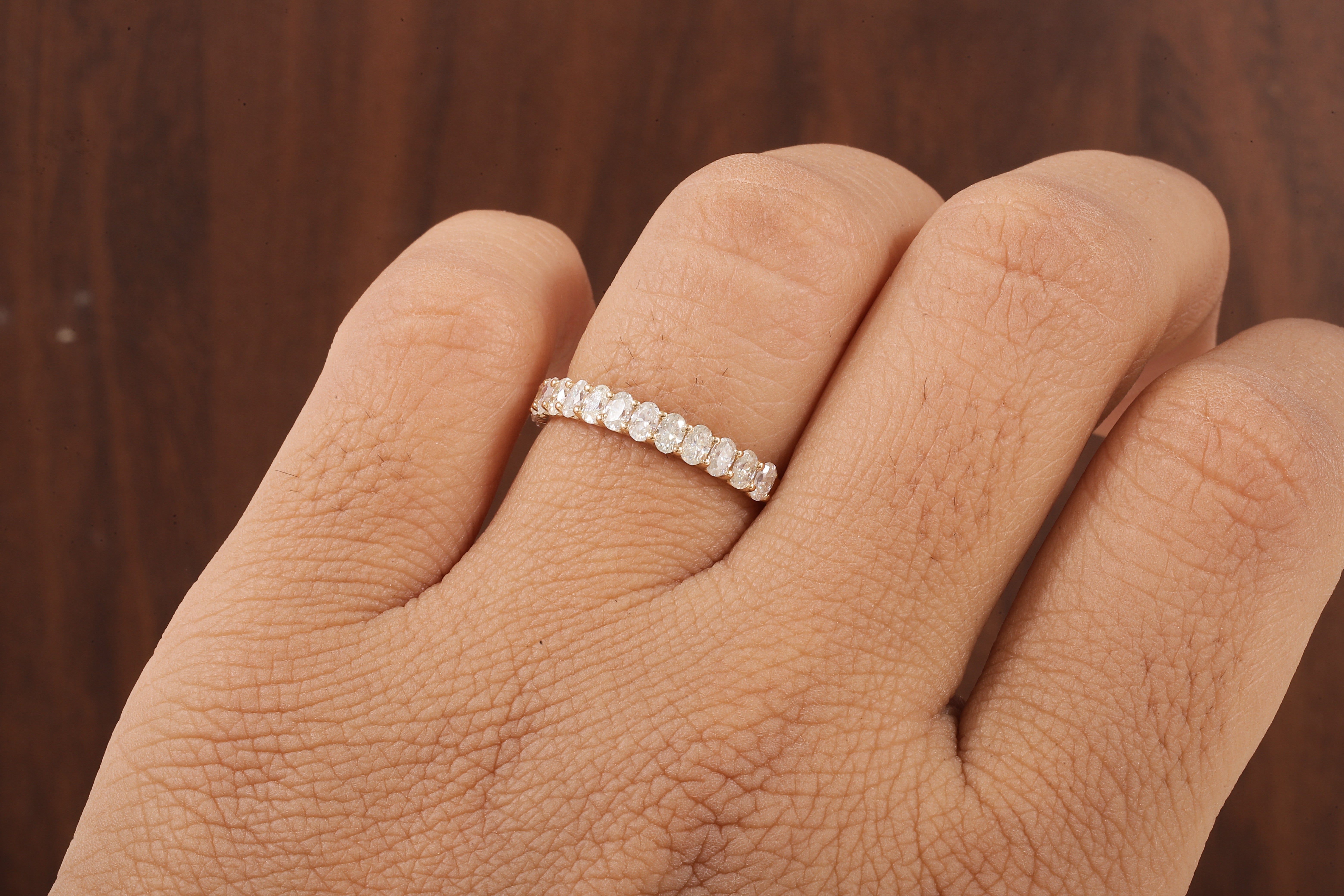 2 X 3 MM Oval Cut Moissanite 3/4 Eternity Band In Various Size/ 14K Gold Moissanite Wedding Band