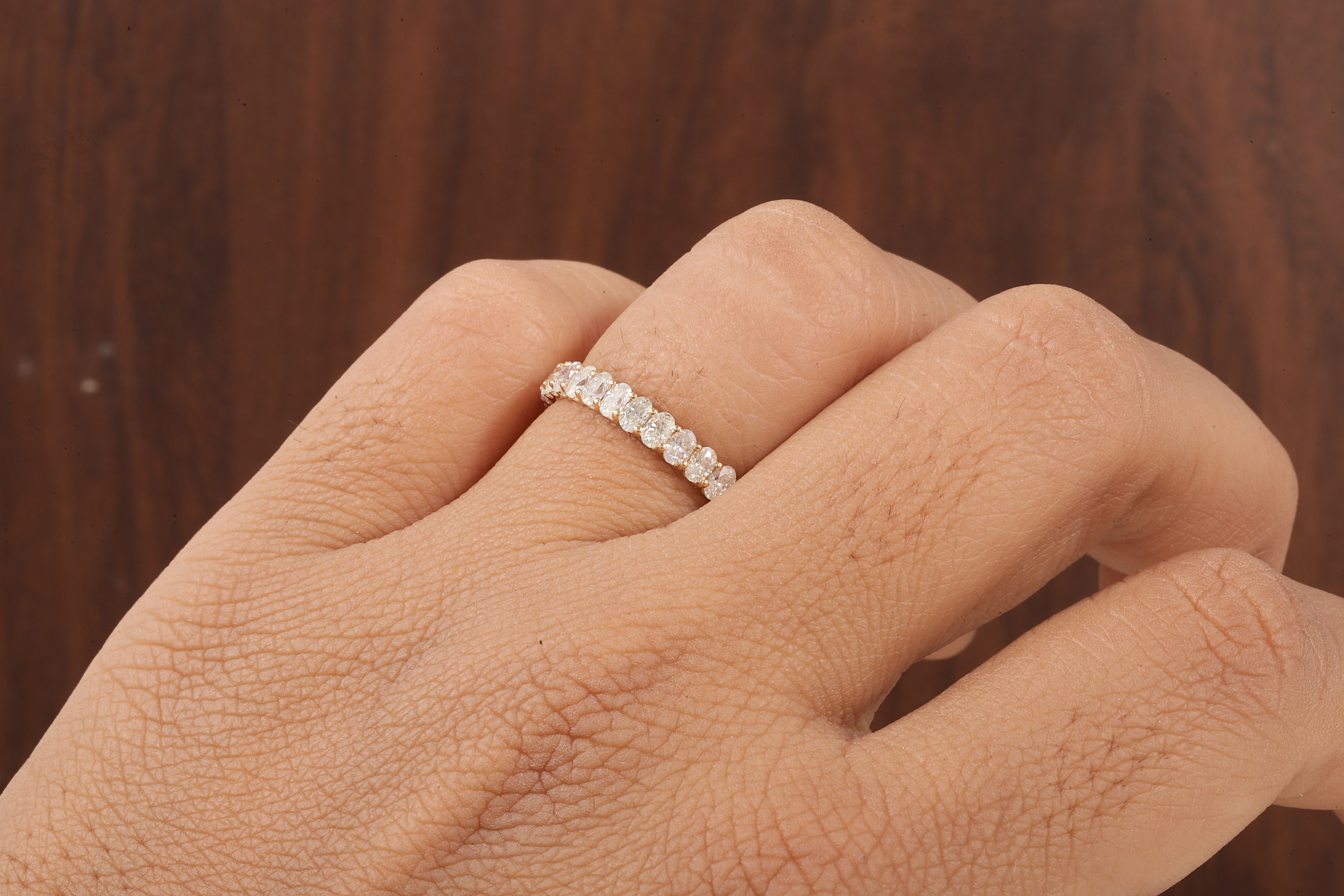 2 X 3 MM Oval Cut Moissanite 3/4 Eternity Band In Various Size/ 14K Gold Moissanite Wedding Band