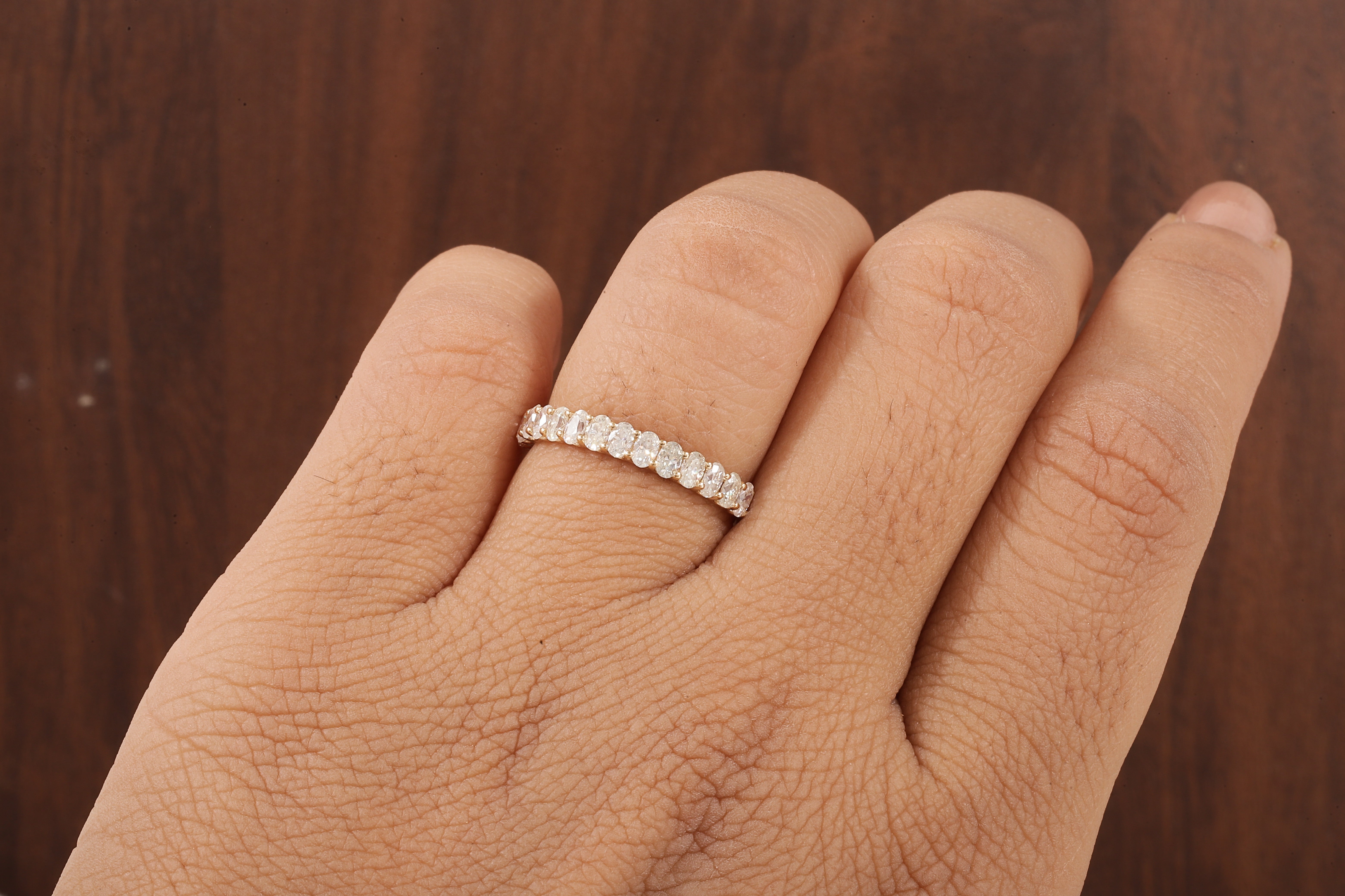2 X 3 MM Oval Cut Moissanite 3/4 Eternity Band In Various Size/ 14K Gold Moissanite Wedding Band