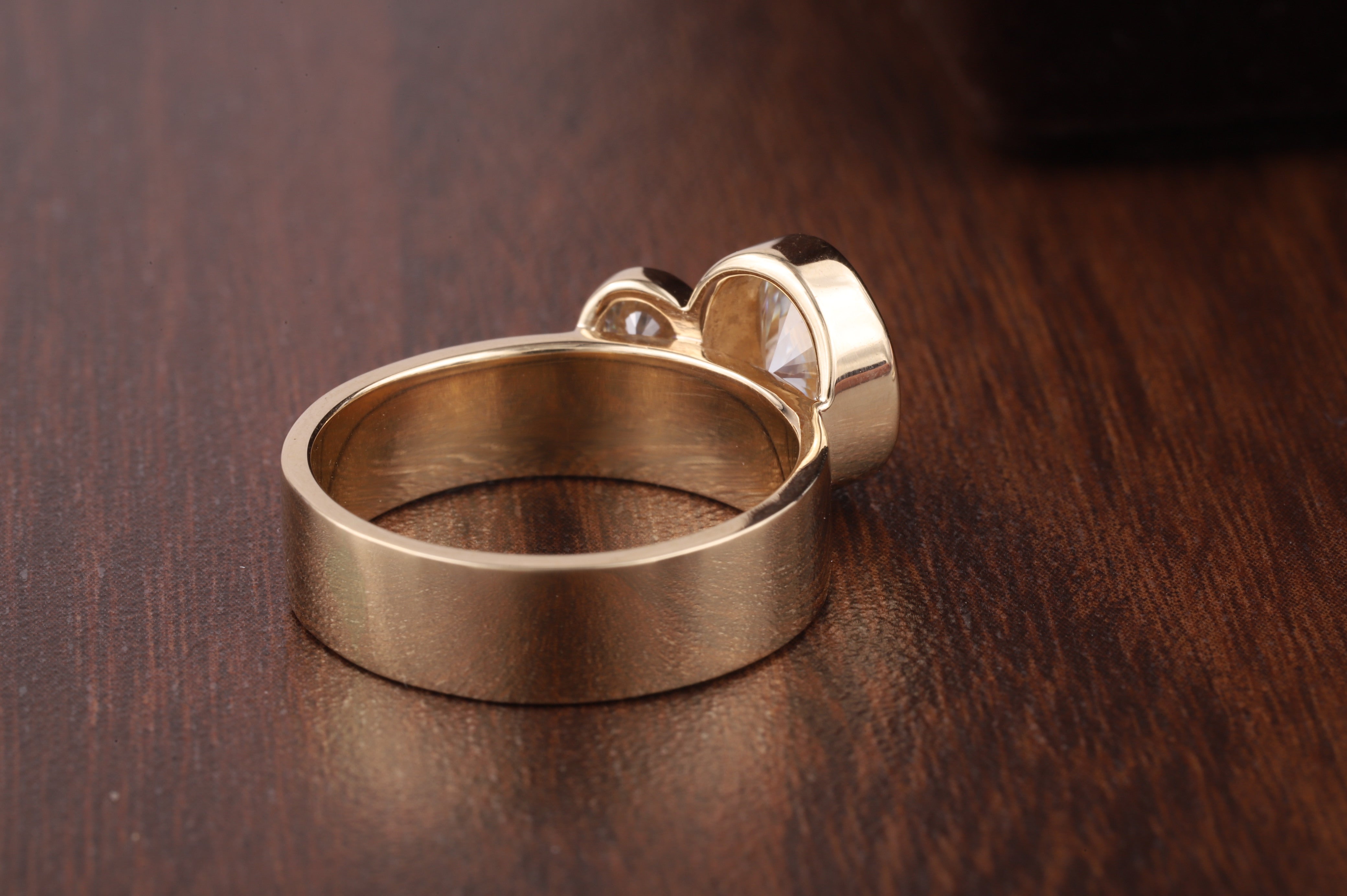 Wide Band Oval and Round Cut Engagement Ring For Women|Bezel Set Wedding Ring