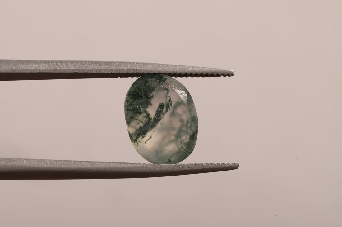 Natural Moss Agate Oval Loose Stone