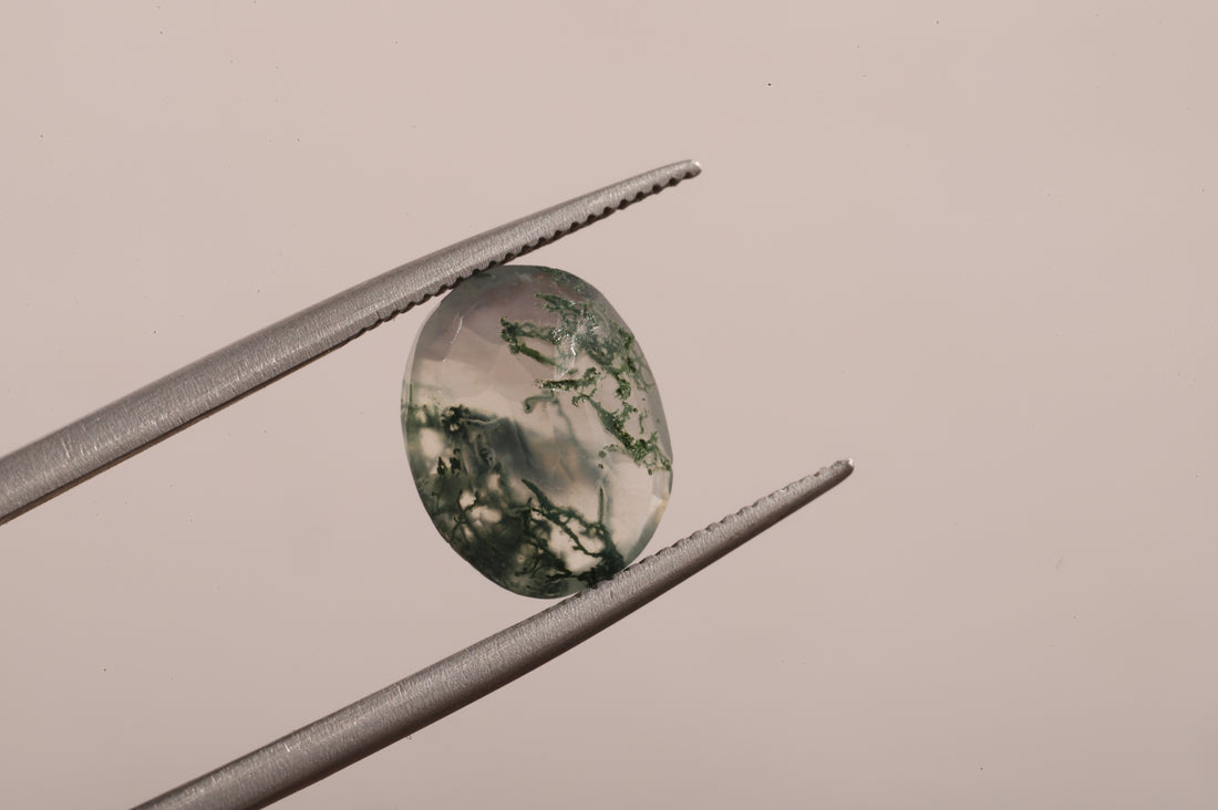 Natural Moss Agate Oval Loose Stone