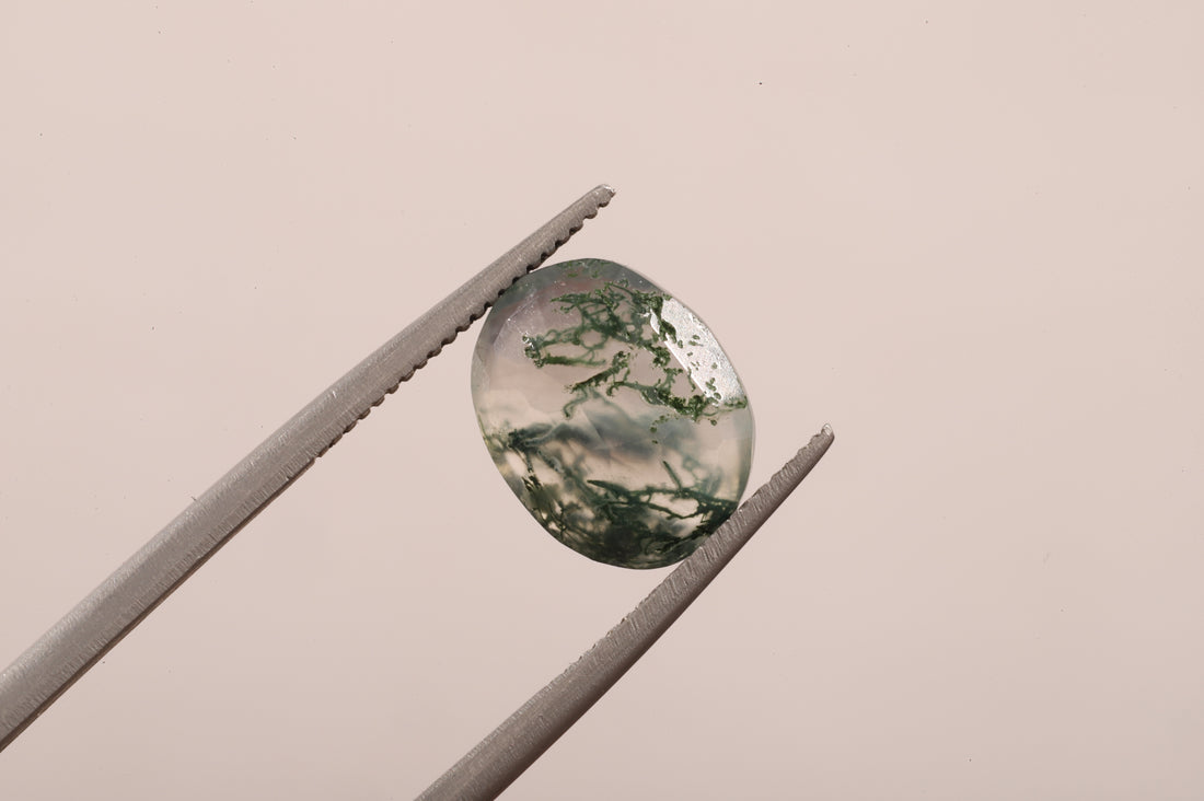 Natural Moss Agate Oval Loose Stone
