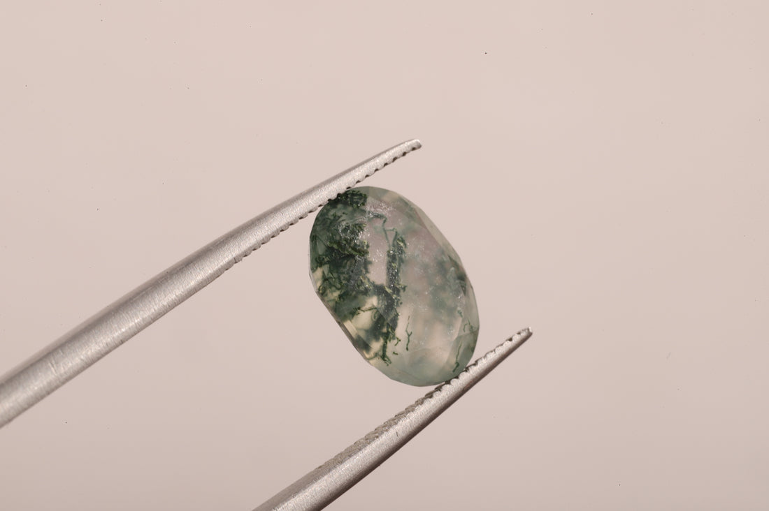 Natural Moss Agate Oval Loose Stone